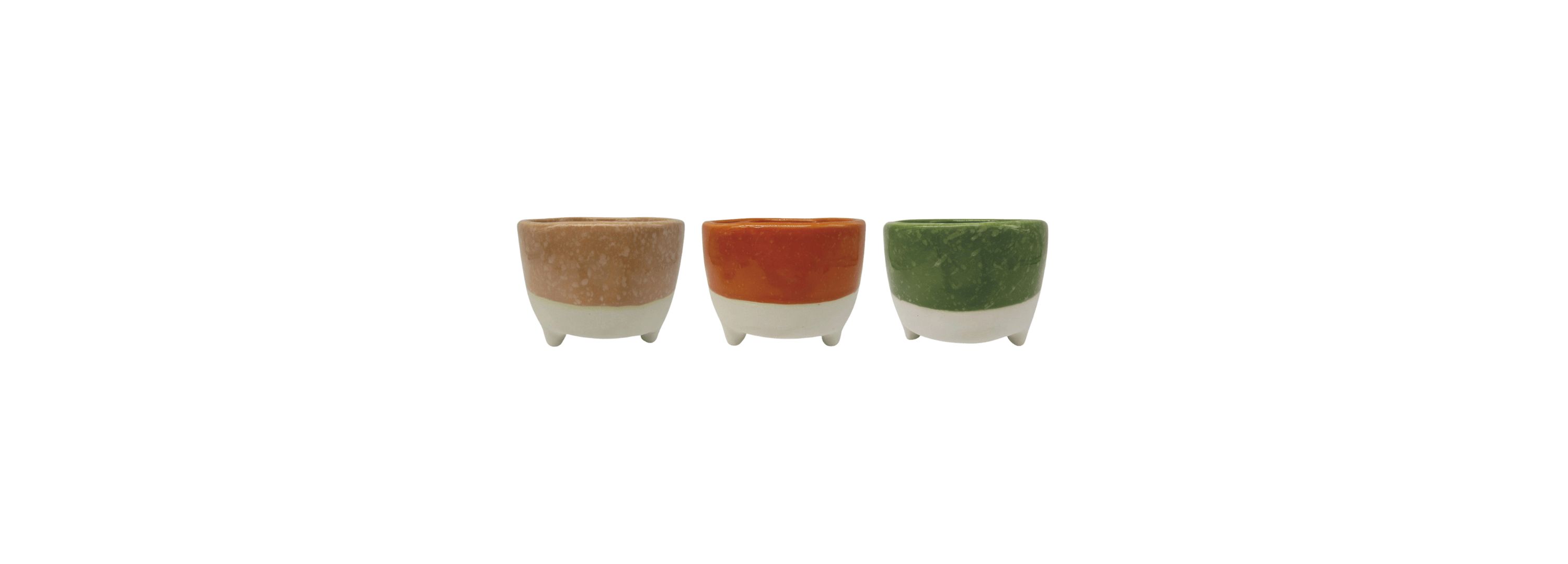 Transpac Stoneware Two-Tone Planter Set of 3 Spring Home Decorations