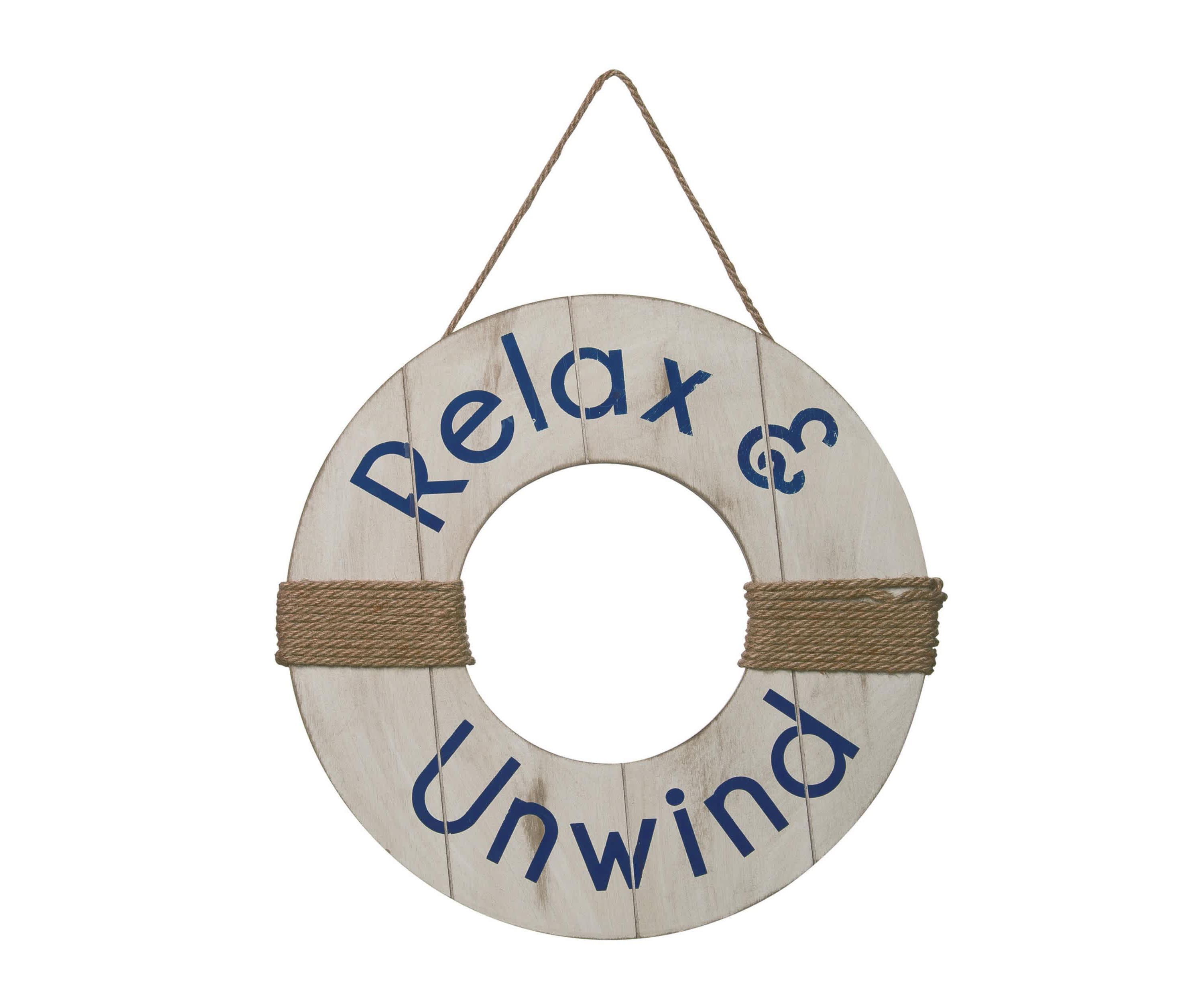 Transpac Wood 18" Multicolored Spring Life Preserver Door Decor