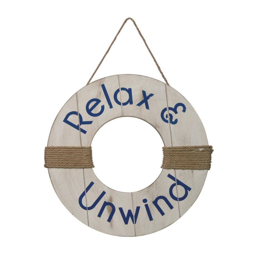 Transpac Wood 18" Multicolored Spring Life Preserver Door Decor