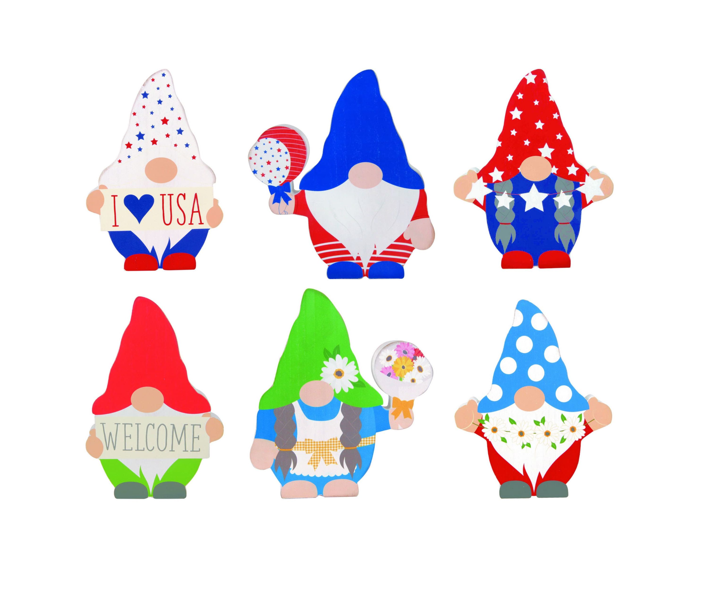 Transpac Wood 9.84 in. Reversible Gnome Block Set of 3