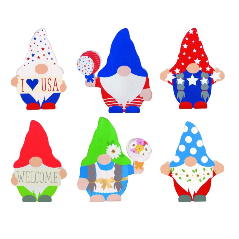 Transpac Wood 9.84 in. Reversible Gnome Block Set of 3