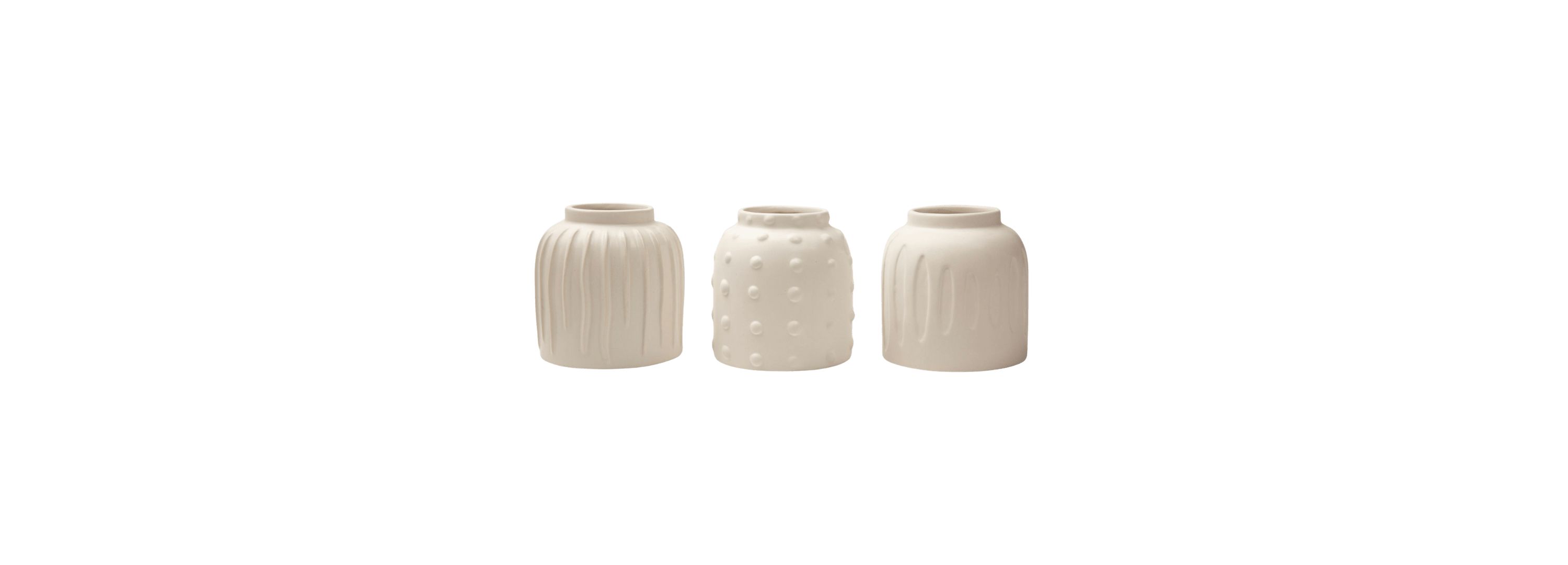 Transpac Ceramic Textured & Neutral Vase Set of 3 Spring Home Decorations