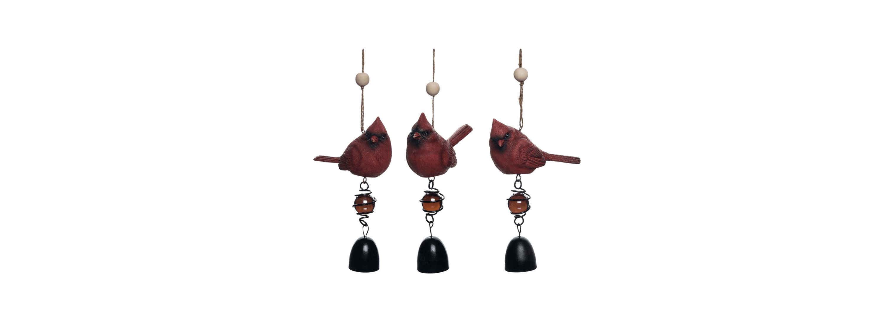 Transpac Resin Cardinal Bell Set of 3 Spring Home Decorations