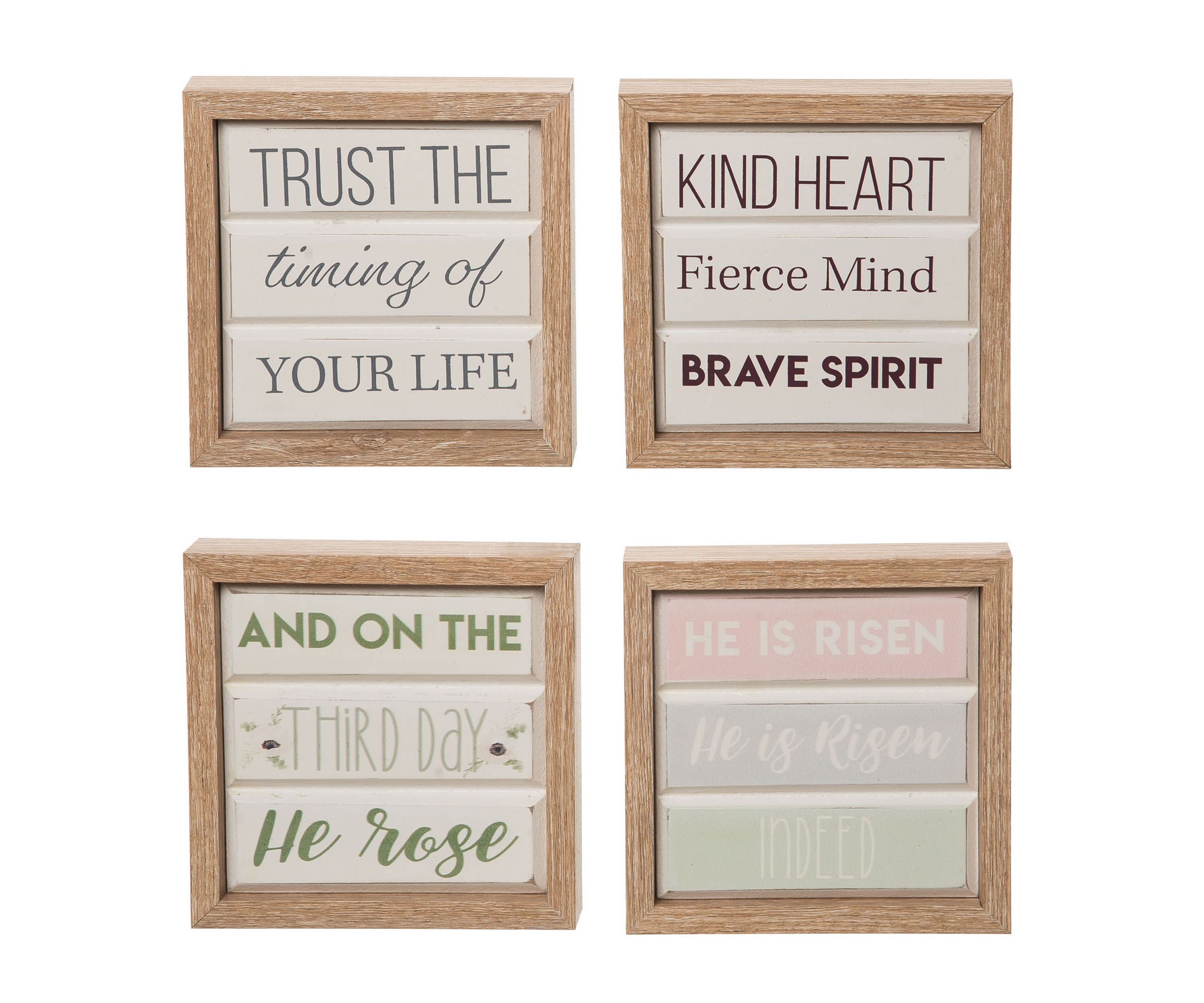 Transpac MDF Reversible Quote Decor Set of 2 Spring Home Decorations