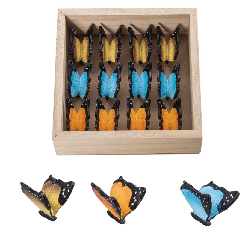 Transpac Resin 5.5 in. Multicolor Spring Butterfly Figurines In Crate Set of 12