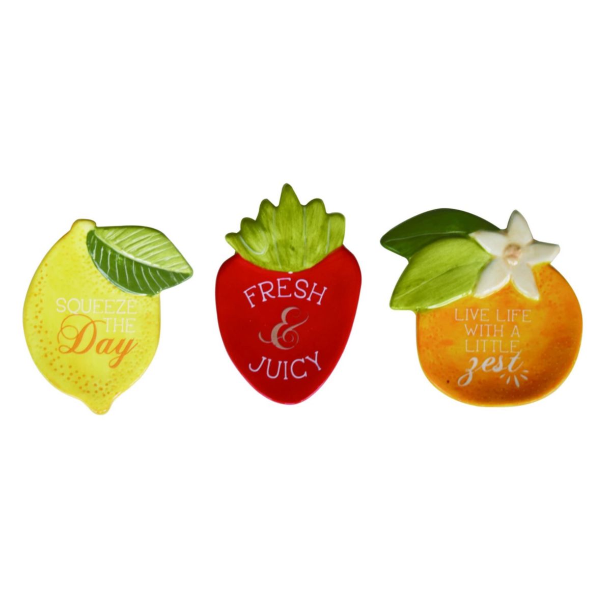 Transpac Ceramic Fruit Trinket Tray Set of 3 Spring Home Decorations