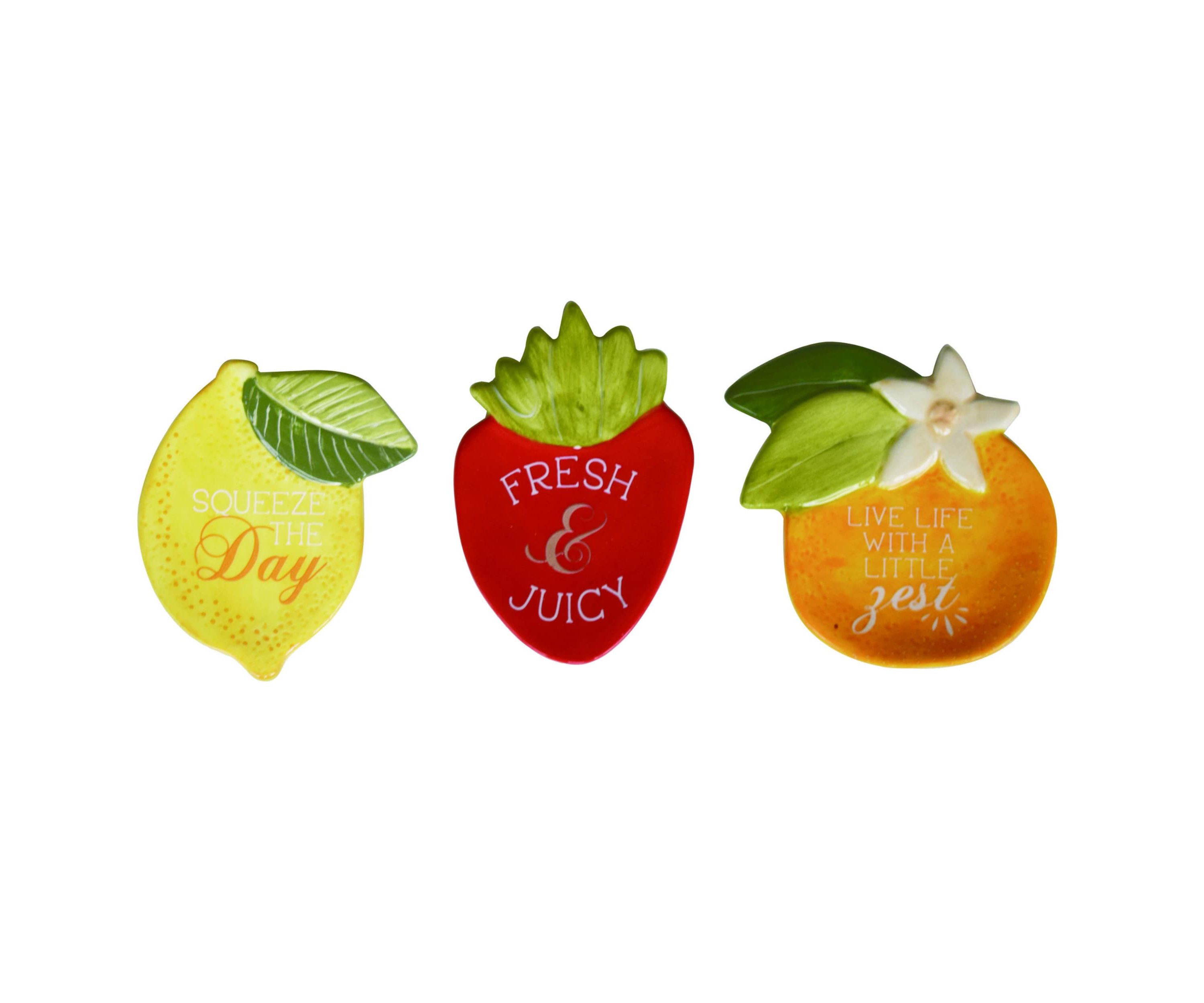Transpac Ceramic Fruit Trinket Tray Set of 3 Spring Home Decorations