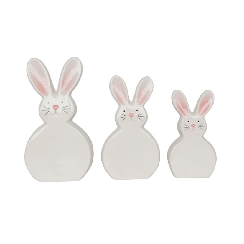 Transpac Ceramic 11.25 in. Slim Funny Bunnies Decor Set of 3