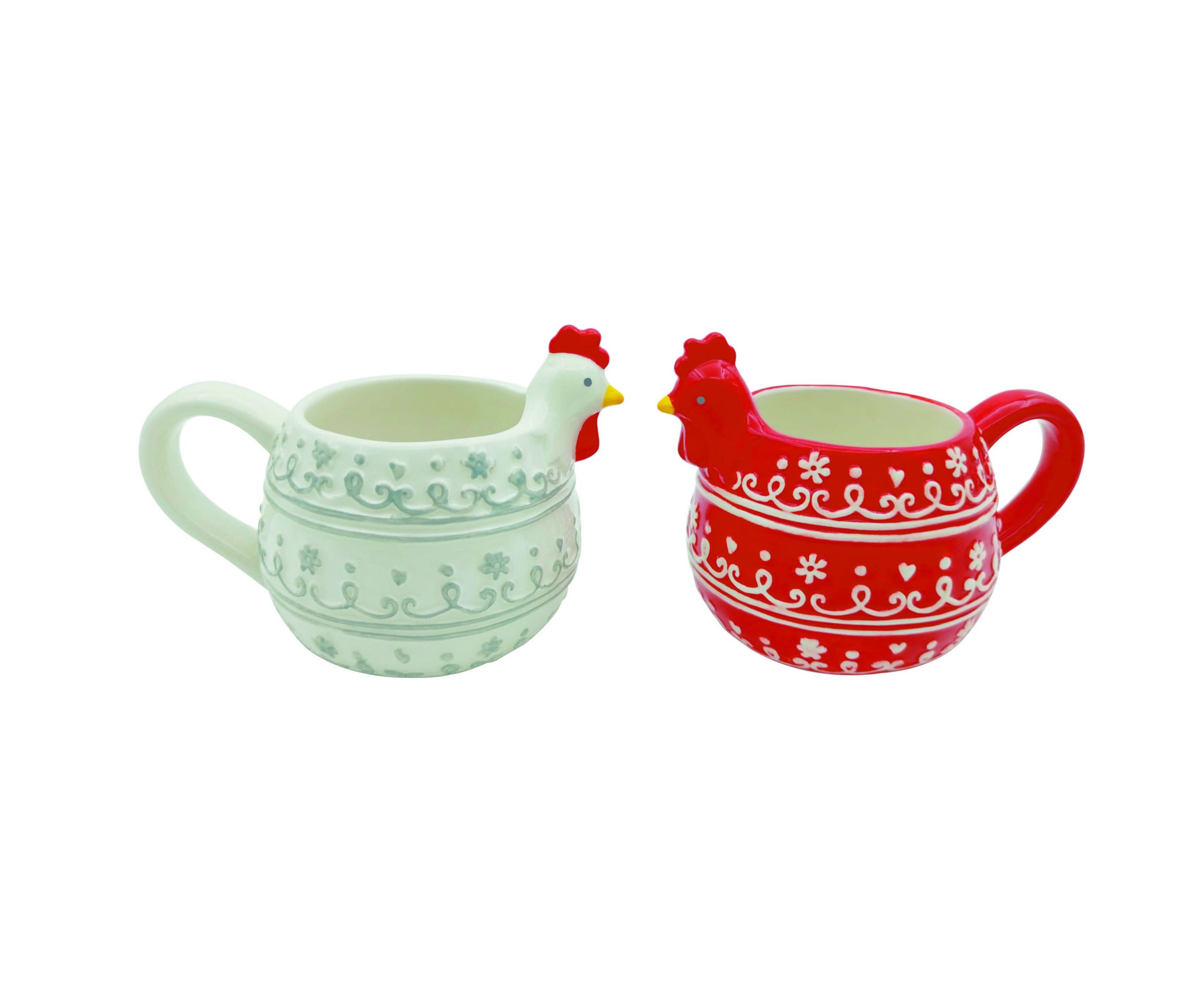 Transpac Ceramic Patterned Chicken Mug Set of 2 Spring Home Decorations