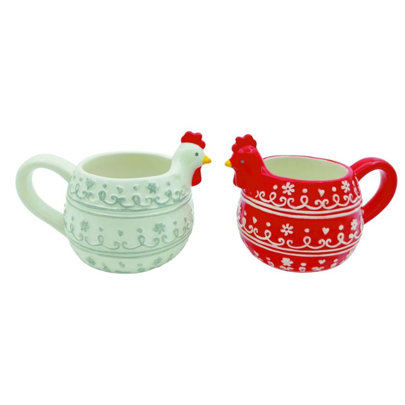 Transpac Ceramic Patterned Chicken Mug Set of 2 Spring Home Decorations