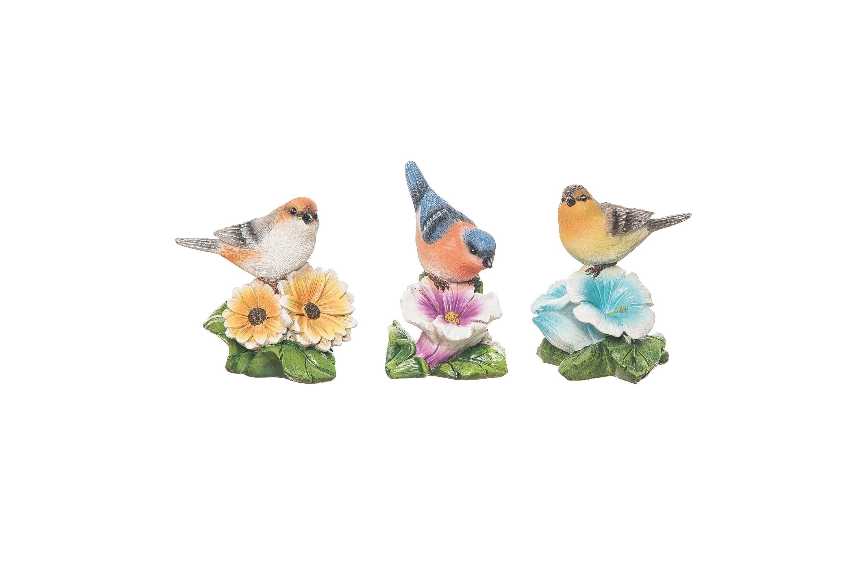 Transpac Resin Bright Bird & Flower Set of 3 Spring Home Decorations