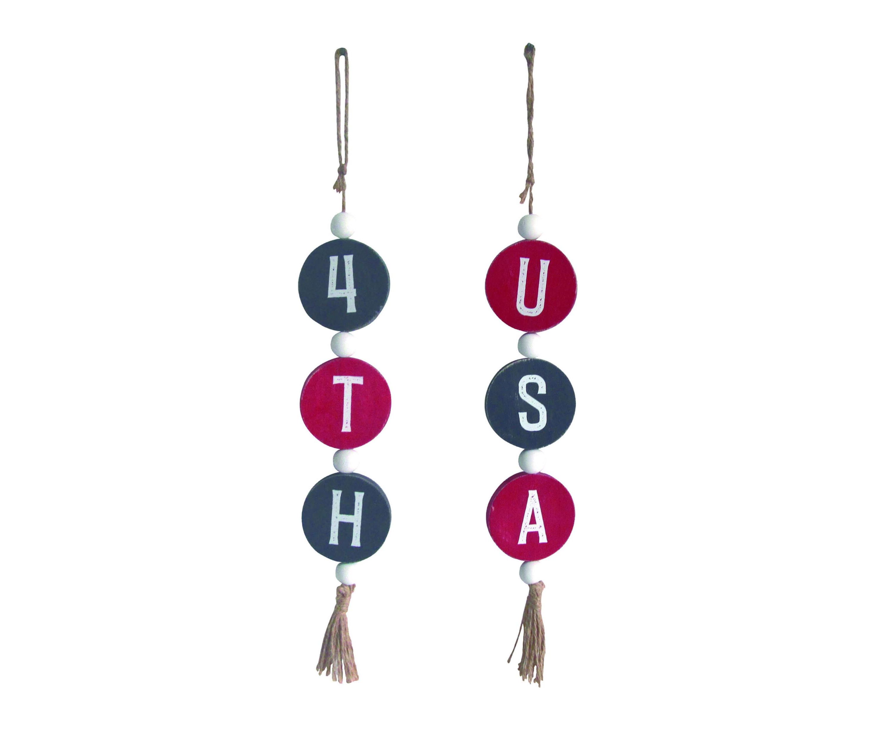 Transpac MDF Patriotic Bead Decor Set of 2 Patriotic Home Decorations