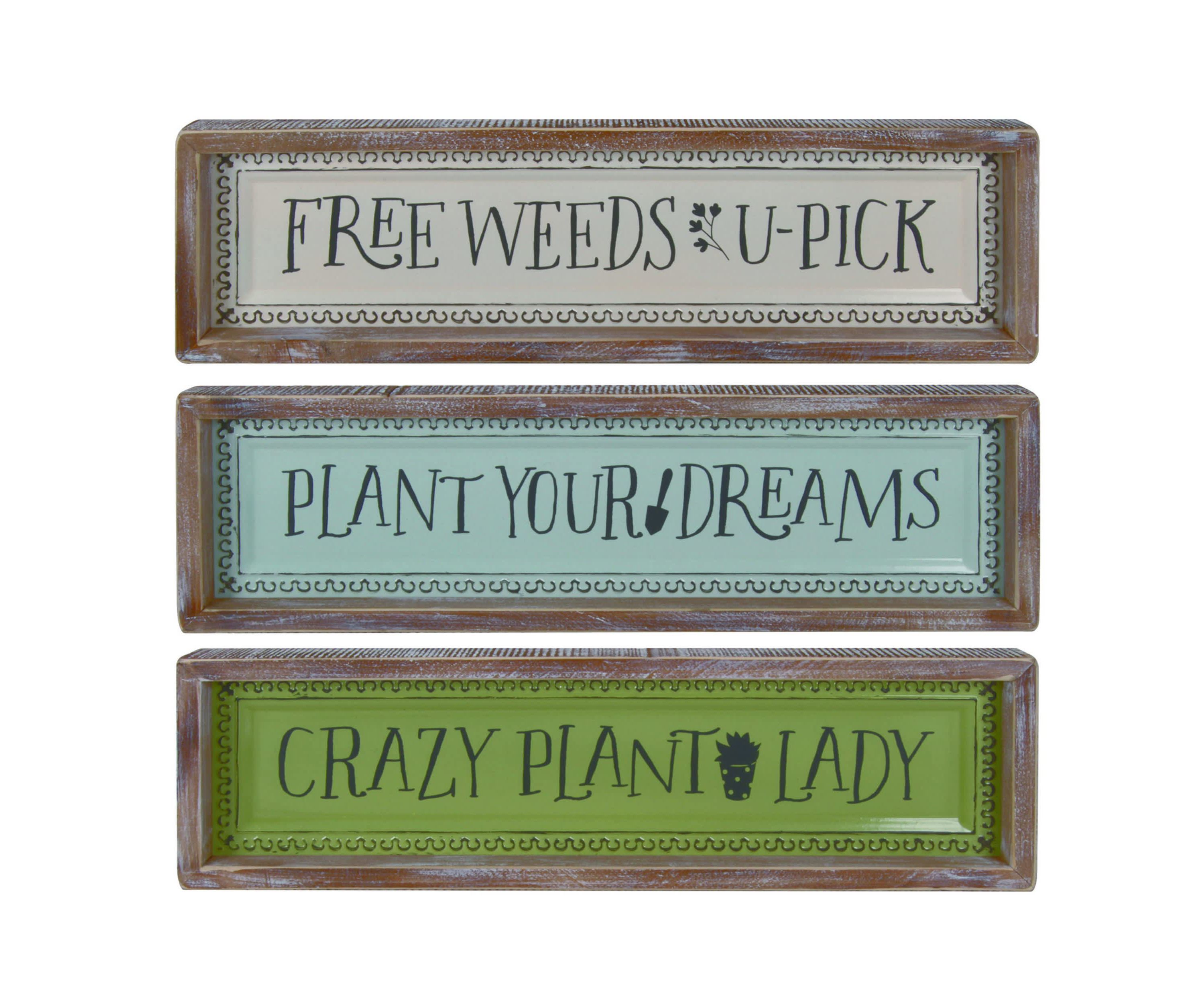 Transpac Wood Plant Enthusiast Decor Set of 3 Spring Home Decorations