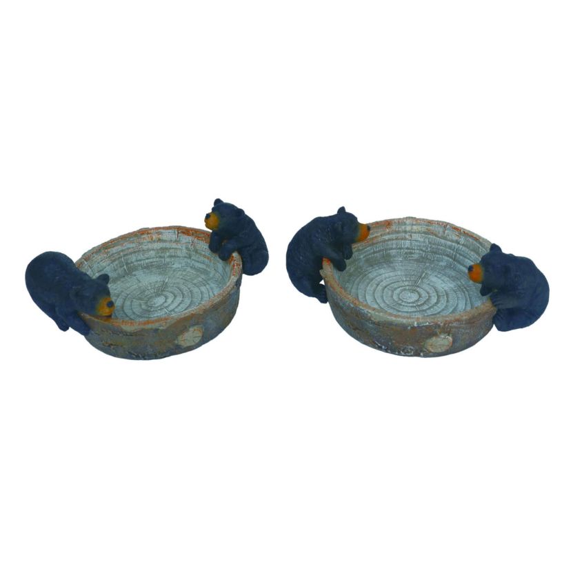 Transpac Resin Black Bear Trinket Dish Set of 2 Spring Home Decorations