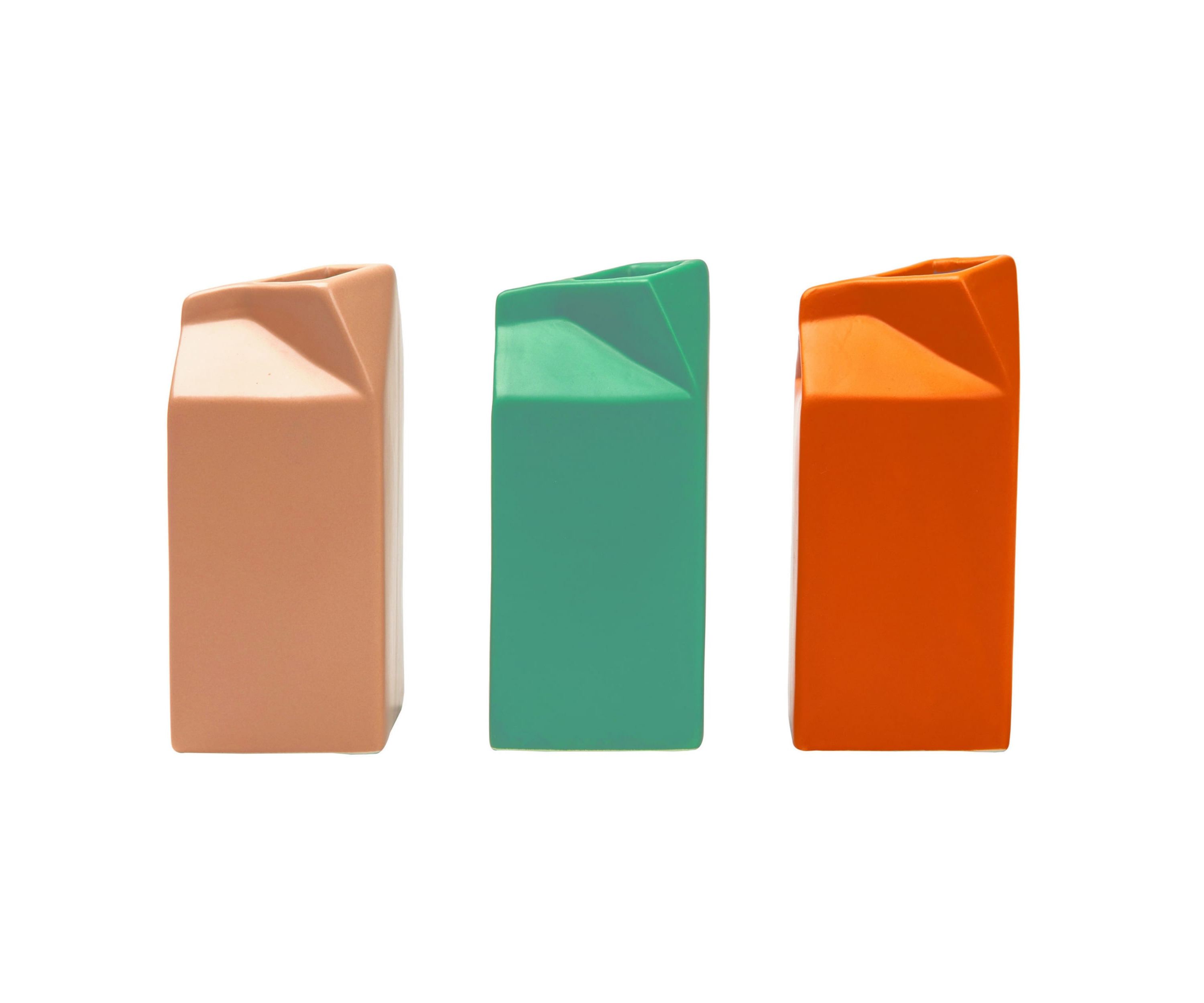 Transpac Small Dol Matte Milk Carton Vase Set of 3 Spring Home Decorations