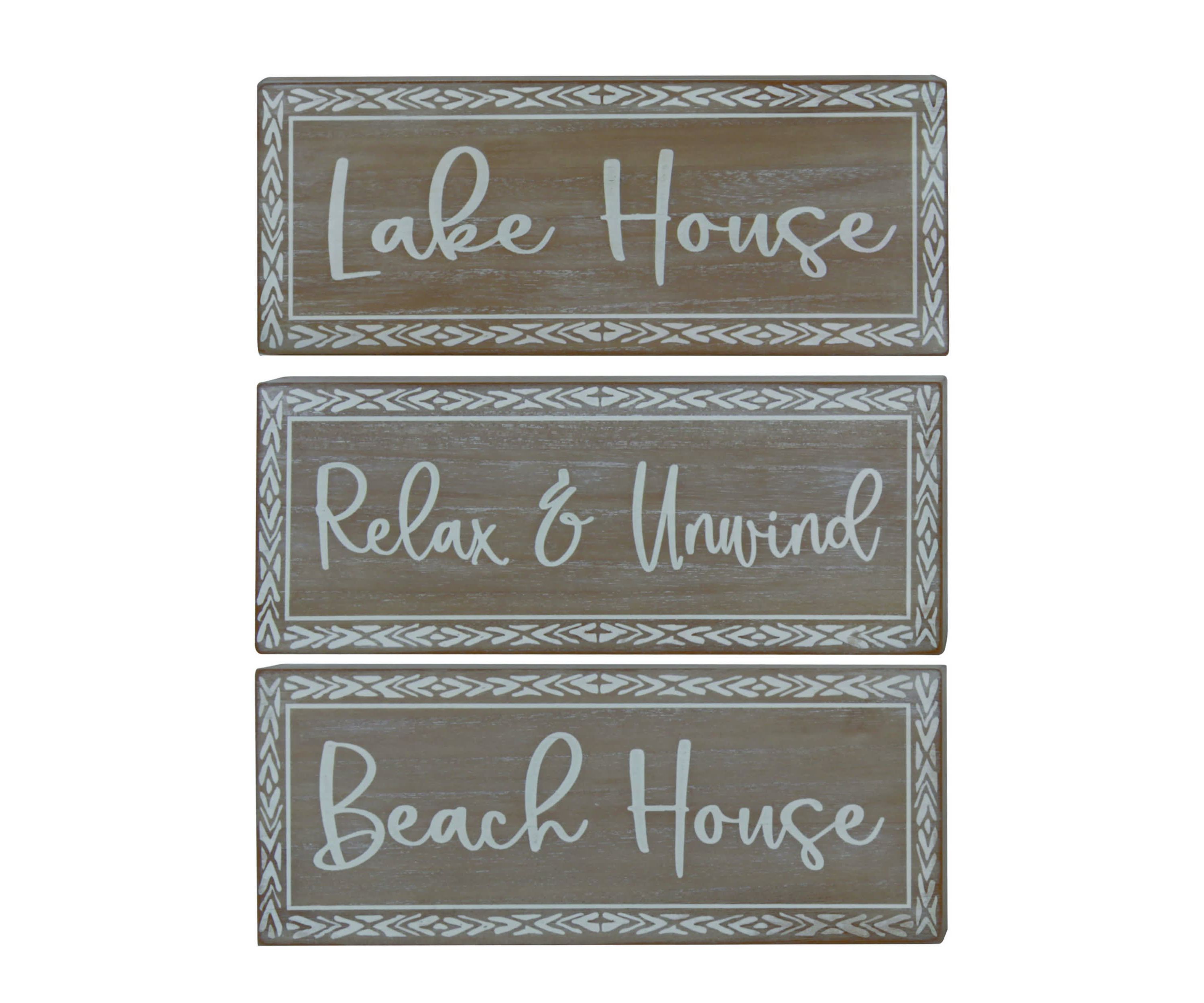Transpac MDF White Washed Block Decor Set of 3 Spring Home Decorations