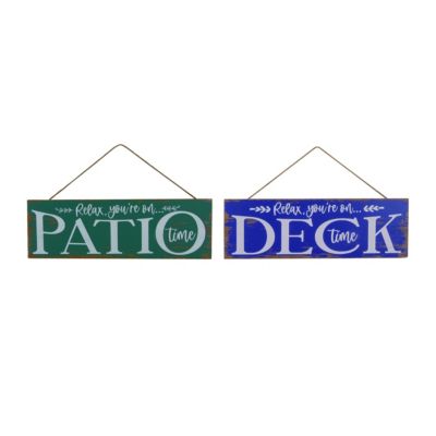 Transpac Wood Rustic Deck/Patio Hanging Decor Set of 2 Spring Home Decorations