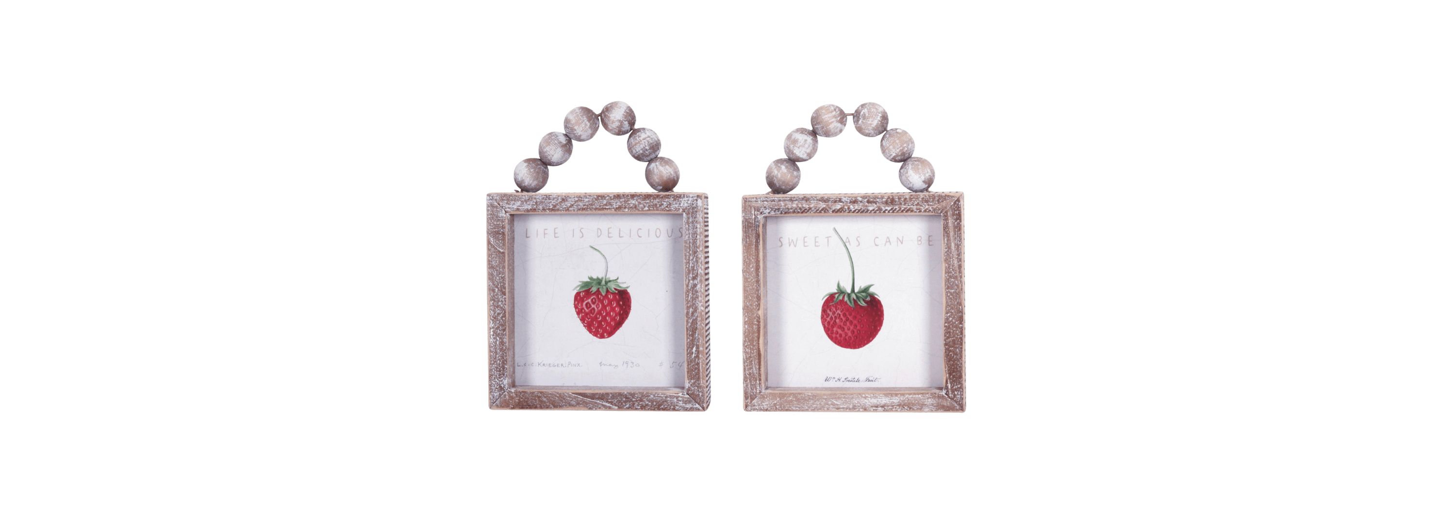 Transpac Wood Beaded Strawberry Decor Set of 2 Spring Home Decorations