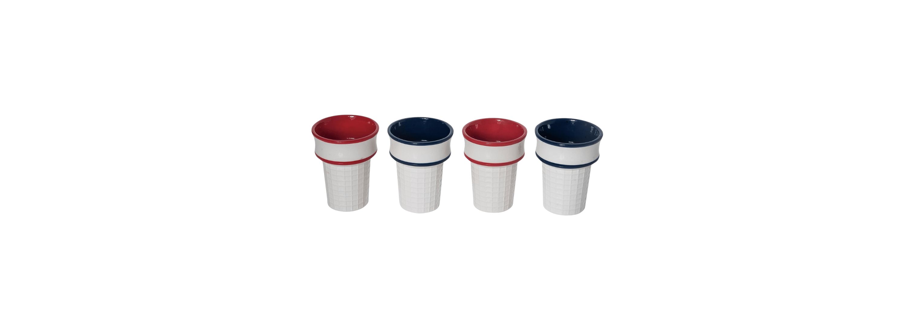 Transpac Dolomite 4.75 in. Multicolor Patriotic Americana Waffle Cone Cups Set of 4