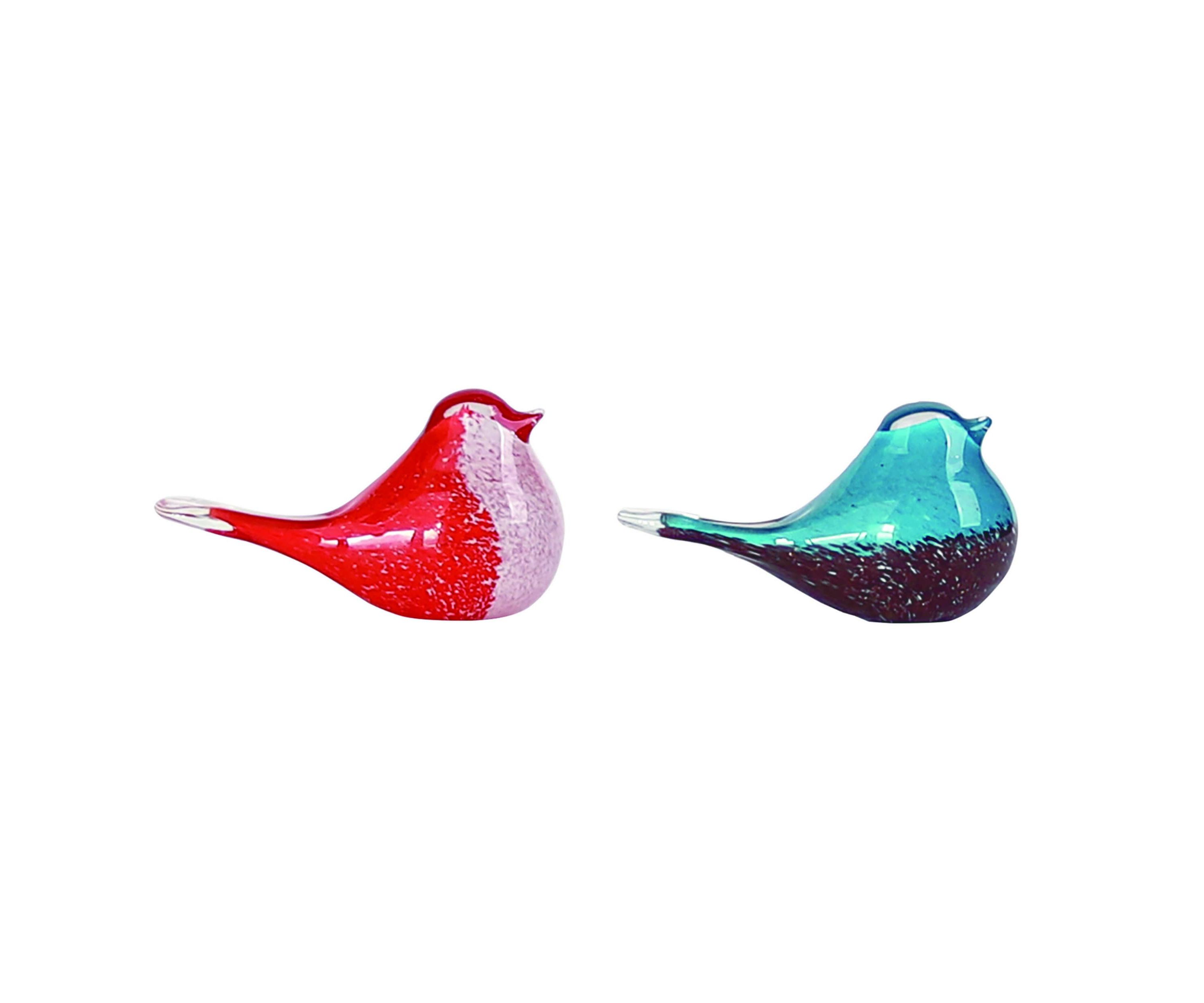 Transpac Glass Mini Red/Blue Bird Figurine Set of 2 Spring Home Decorations