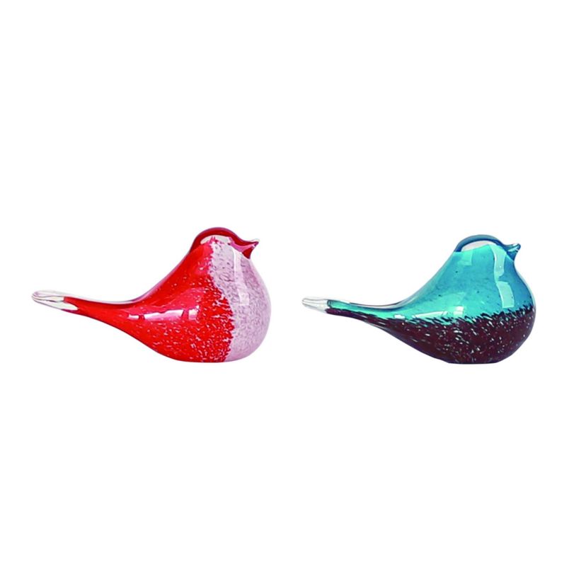 Transpac Glass Mini Red/Blue Bird Figurine Set of 2 Spring Home Decorations