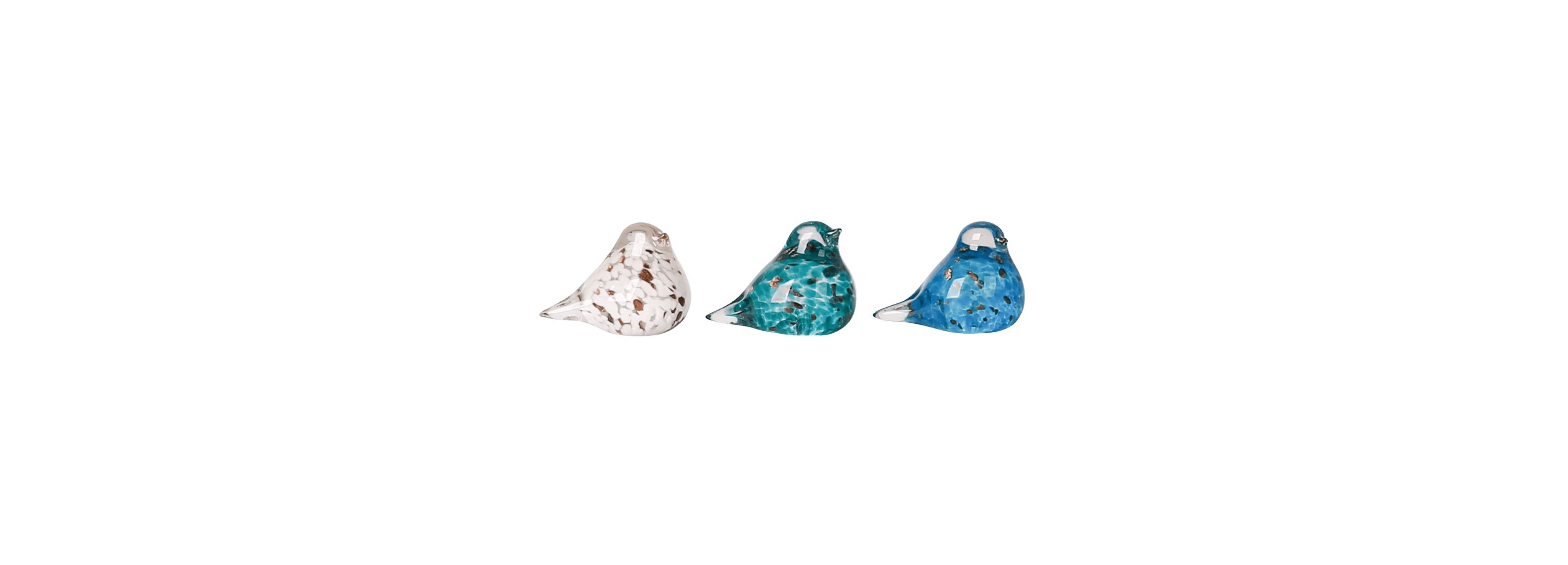 Transpac Glass Mini Blue Hue Bird Figurine Set of 3 Spring Home Decorations