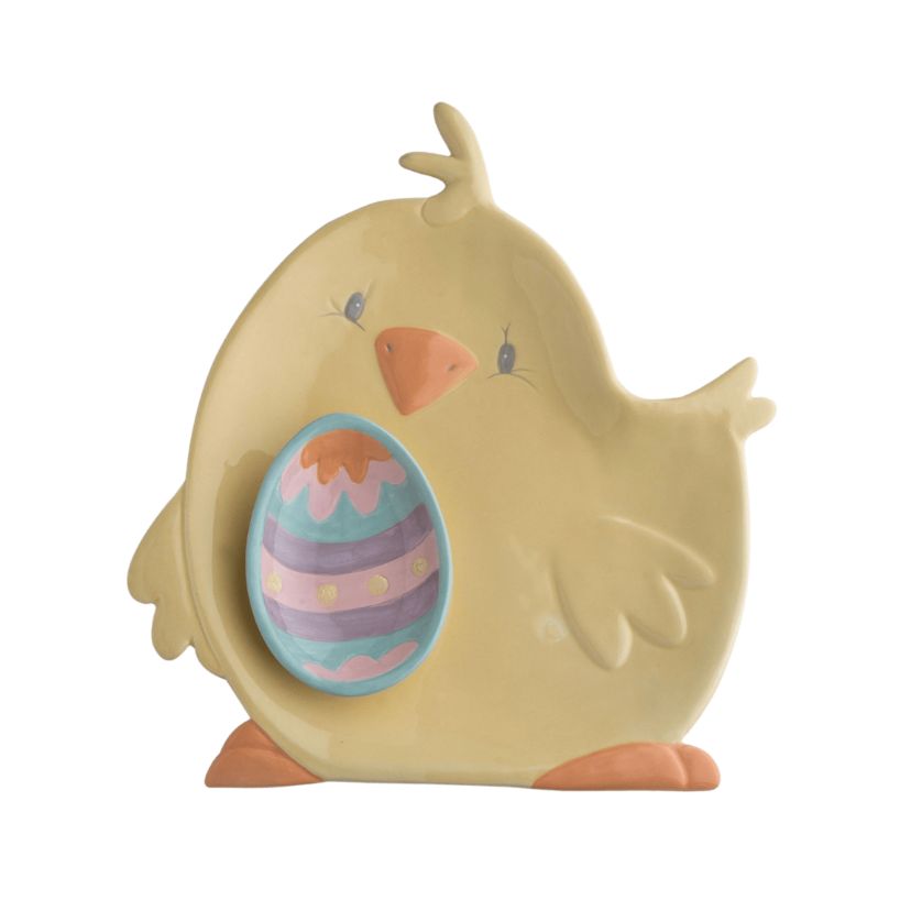Transpac Dolomite 12.25 in. Multicolor Easter Chick and Dip Set of 2