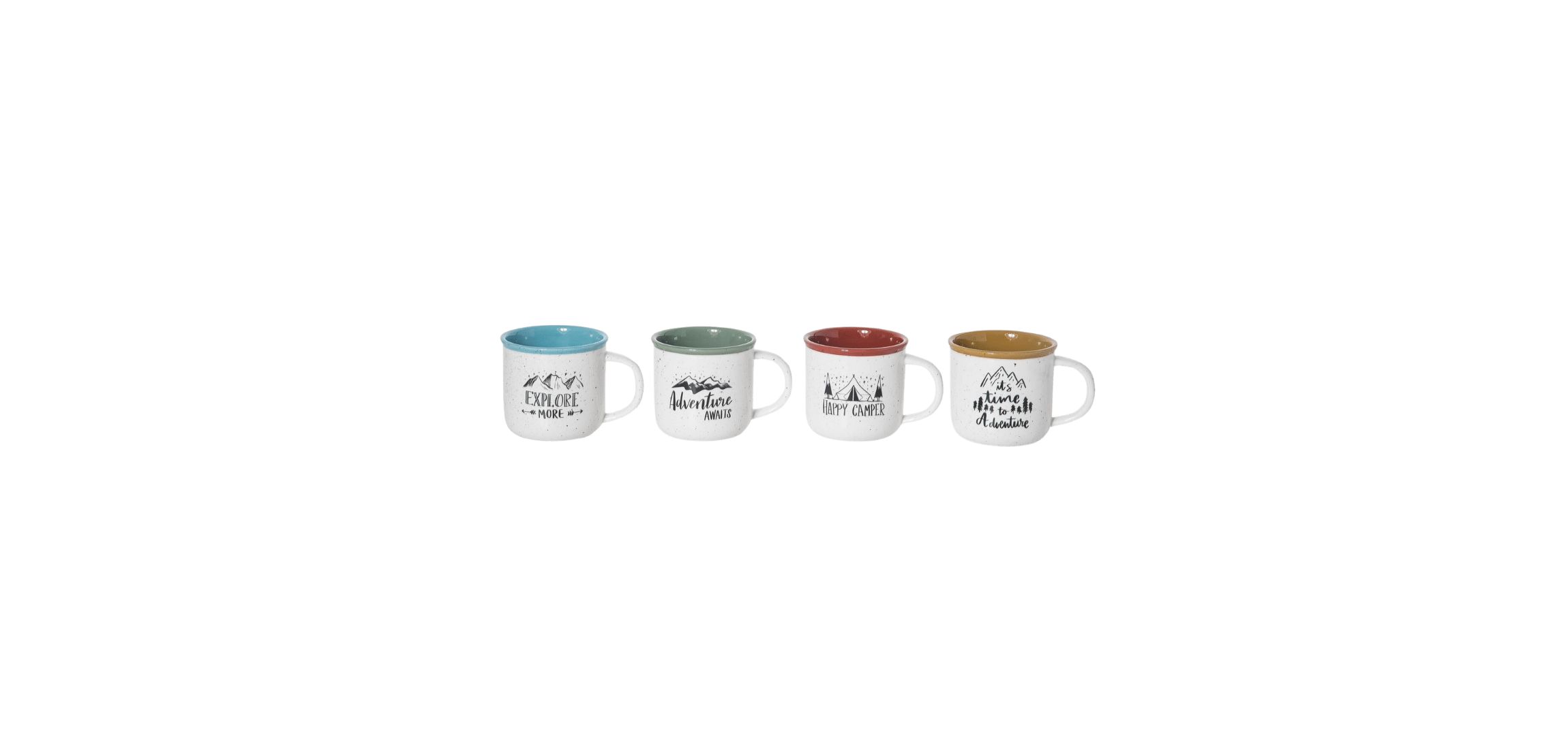Transpac Ceramic Speckled Camping Mug Set of 4 Spring Home Decorations