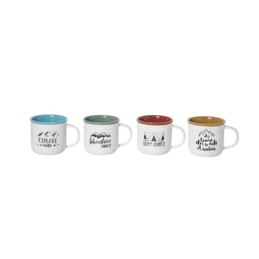 Transpac Ceramic Speckled Camping Mug Set of 4 Spring Home Decorations