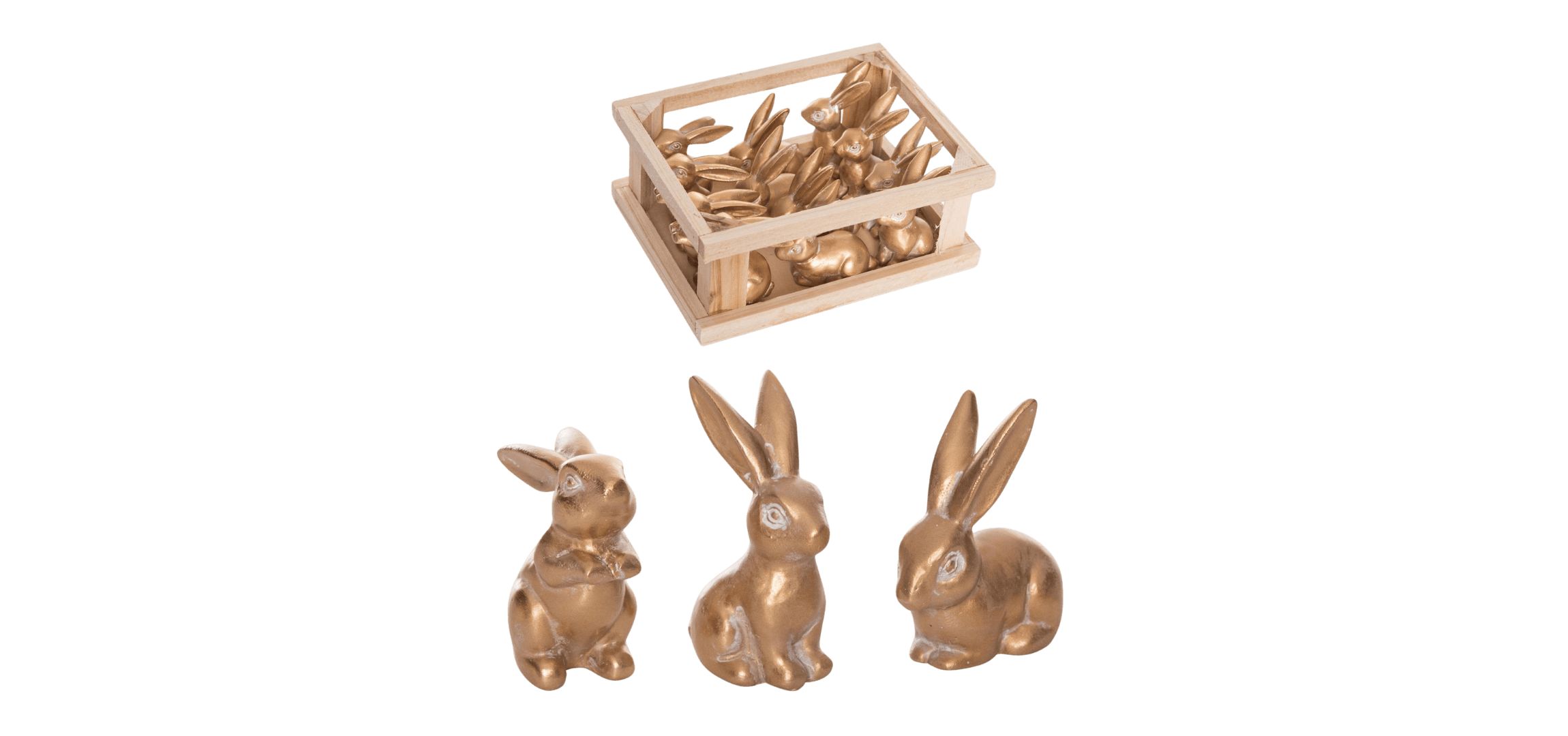 Transpac Resin 4.75 in. Bronze Easter Bunnies In Display Set of 12
