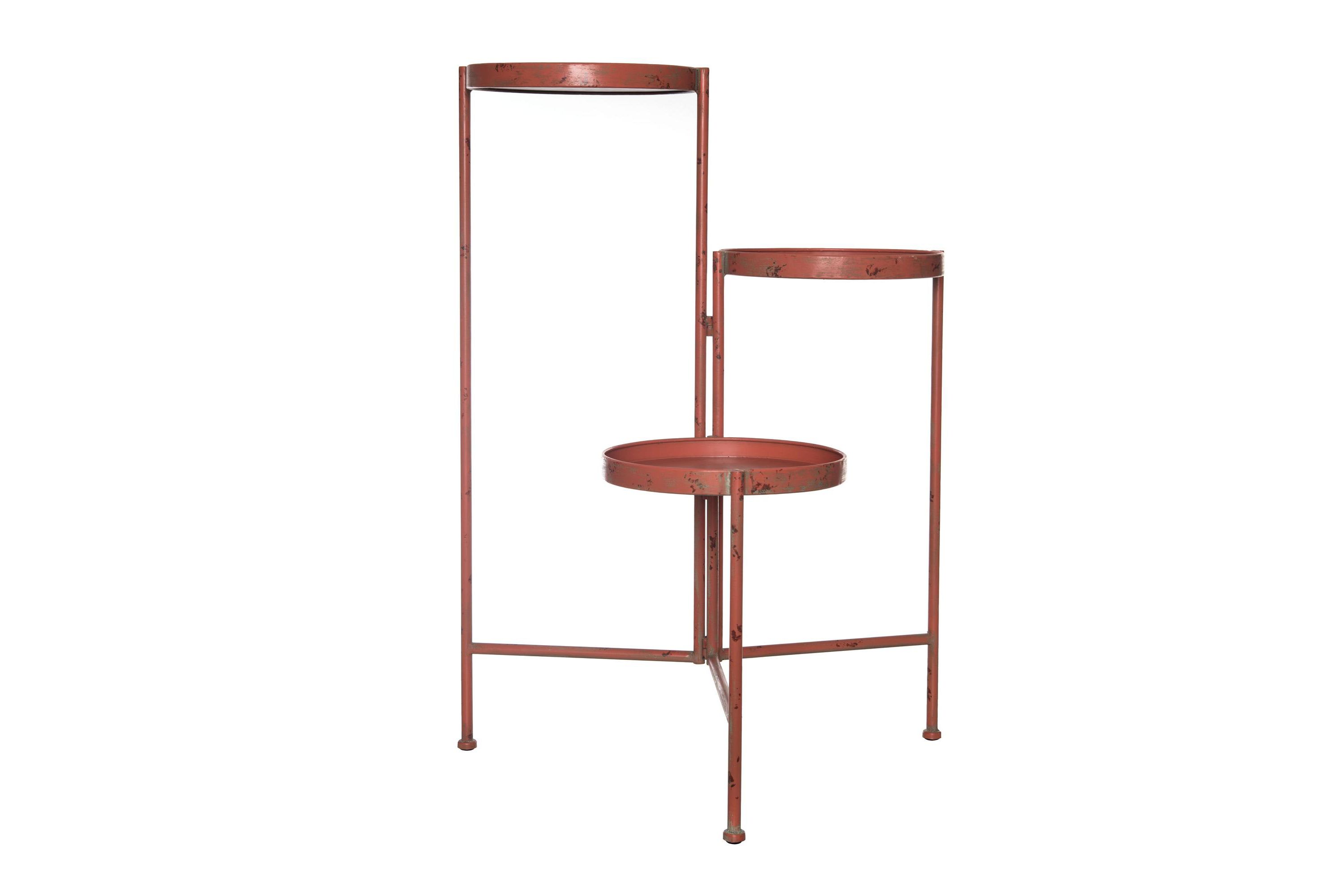 Transpac Metal 30 in. Red Spring KD Folding Plant Stand