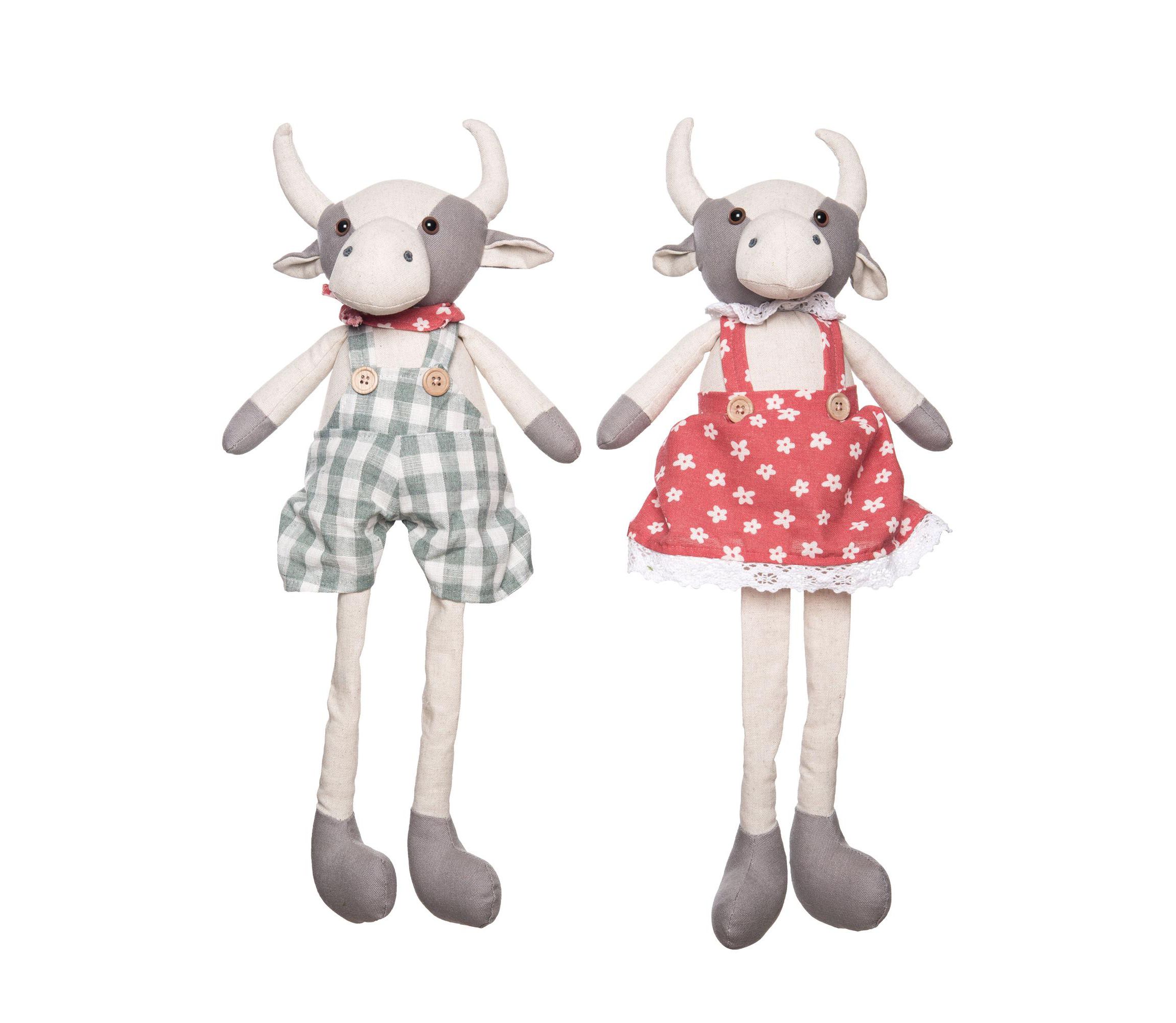 Transpac Plush Sweet Cow Shelf Sitter Set of 2 Spring Home Decorations