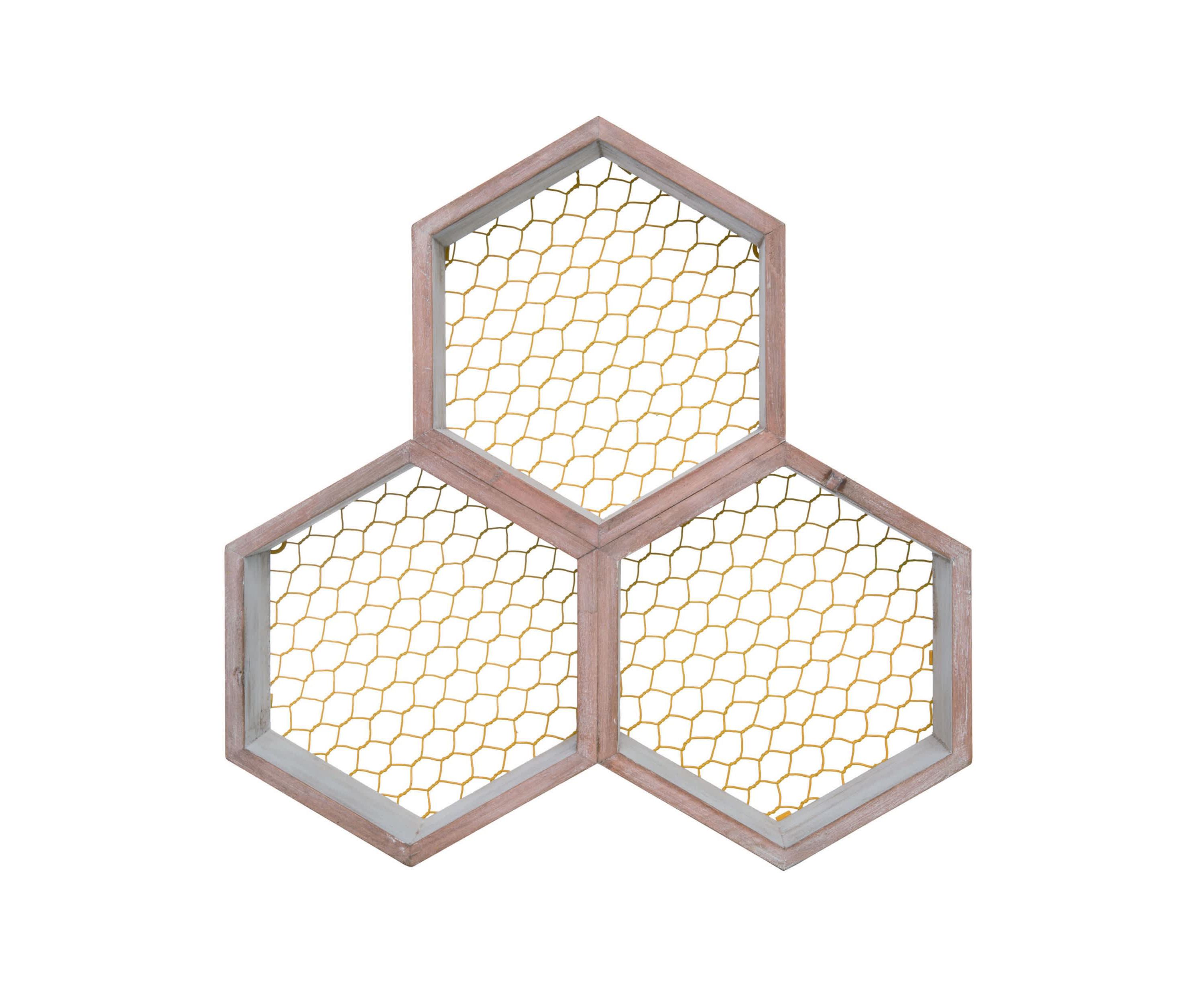 Transpac Wood 13.75 in. Brown Spring Honey Comb Shelf Decor