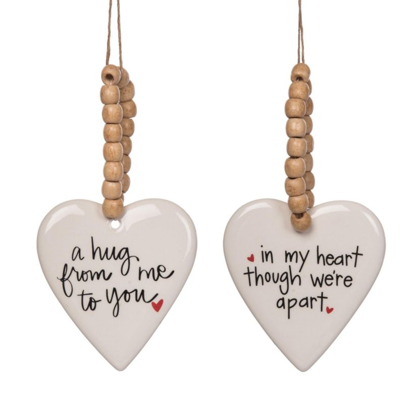 Transpac Ceramic Heart w/Bead Hanger Set of 2 Home Decorations Valentines