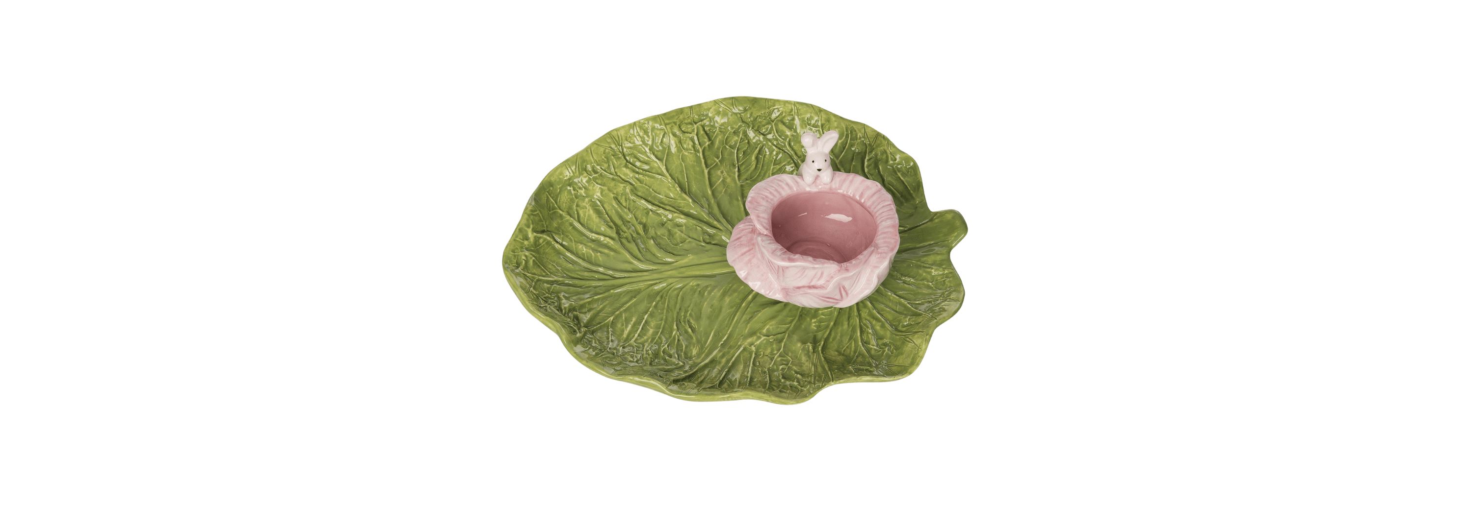 Transpac Ceramic Cabbage Chip & Dip Set of 2 Home Decorations Easter