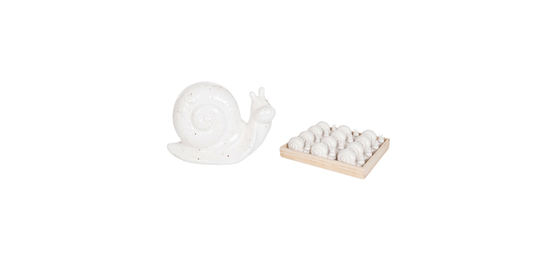 Transpac Mini Ceramic Snails in Wood Box S/12 Home Decorations Spring