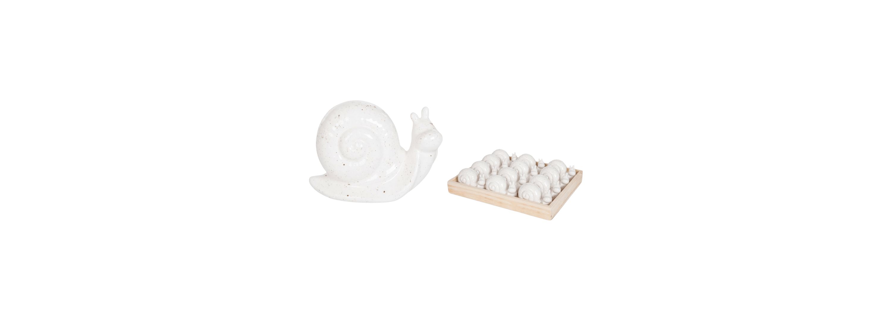 Transpac Mini Ceramic Snails in Wood Box S/12 Home Decorations Spring