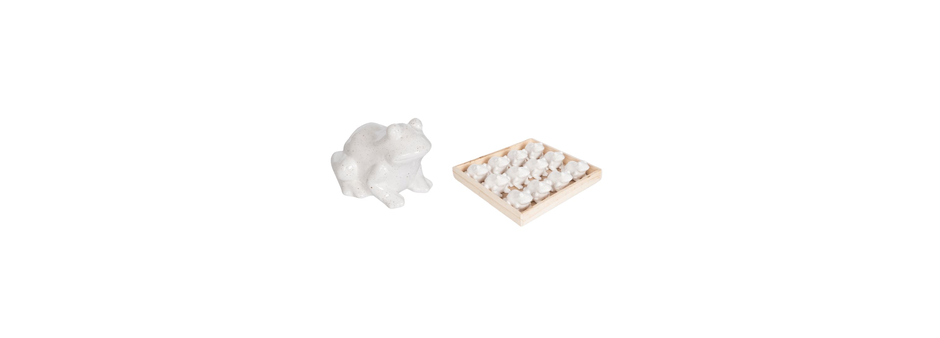 Transpac Mini Ceramic Frogs in Wood Box S/12 Home Decorations Spring