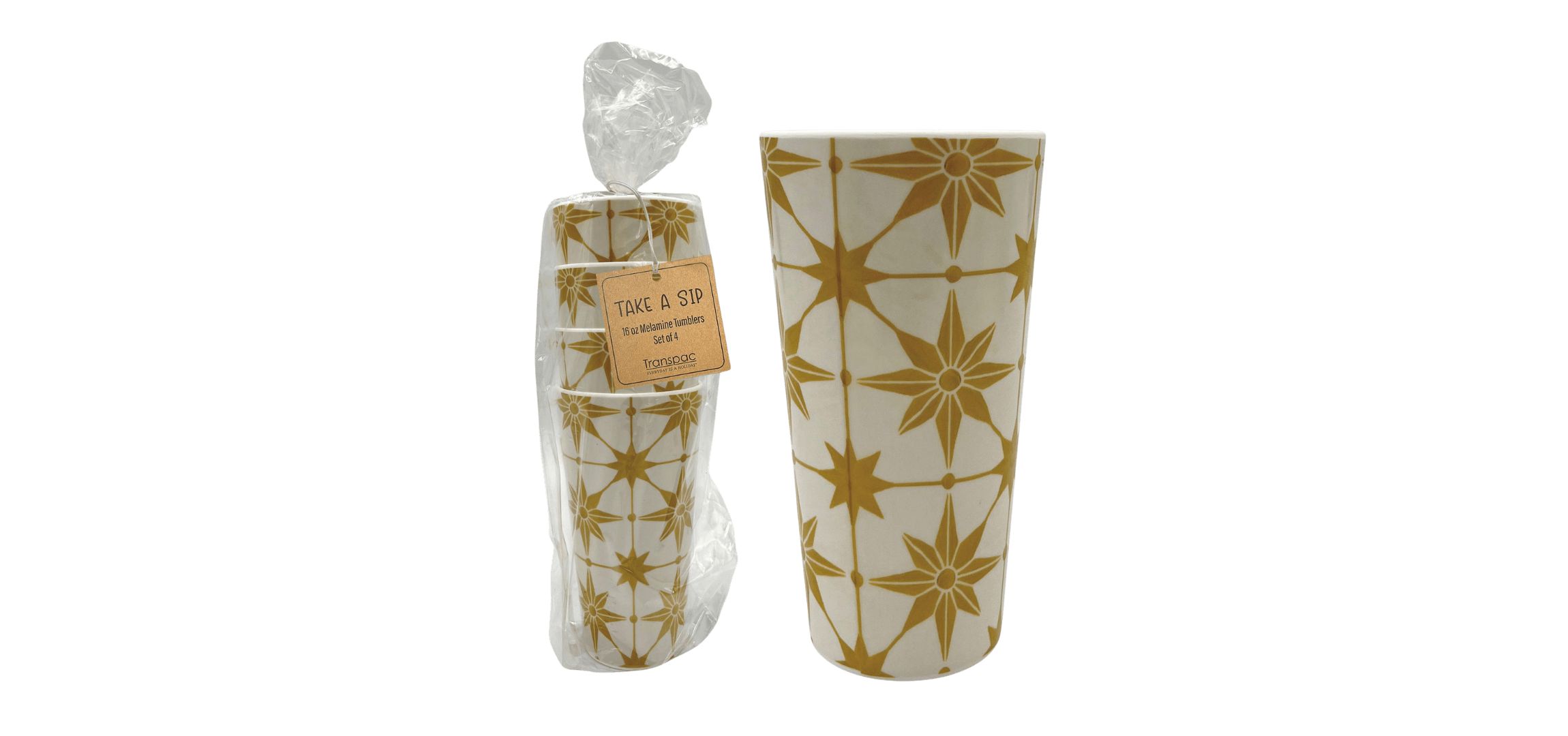 Transpac Melamine Retro Star Tumblers Set of 4 Home Decorations Spring