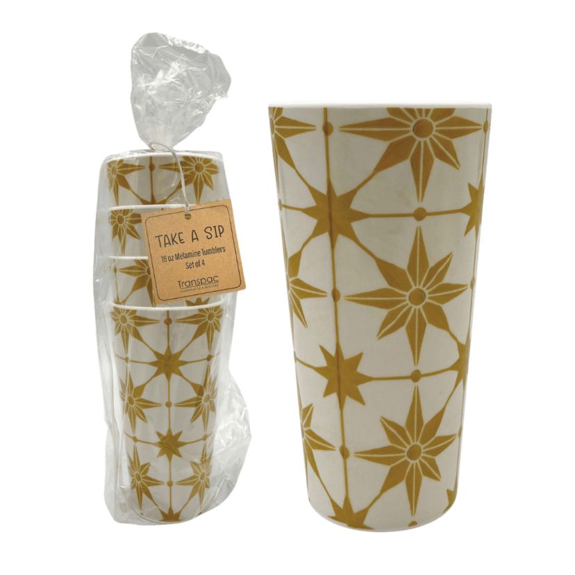 Transpac Melamine Retro Star Tumblers Set of 4 Home Decorations Spring