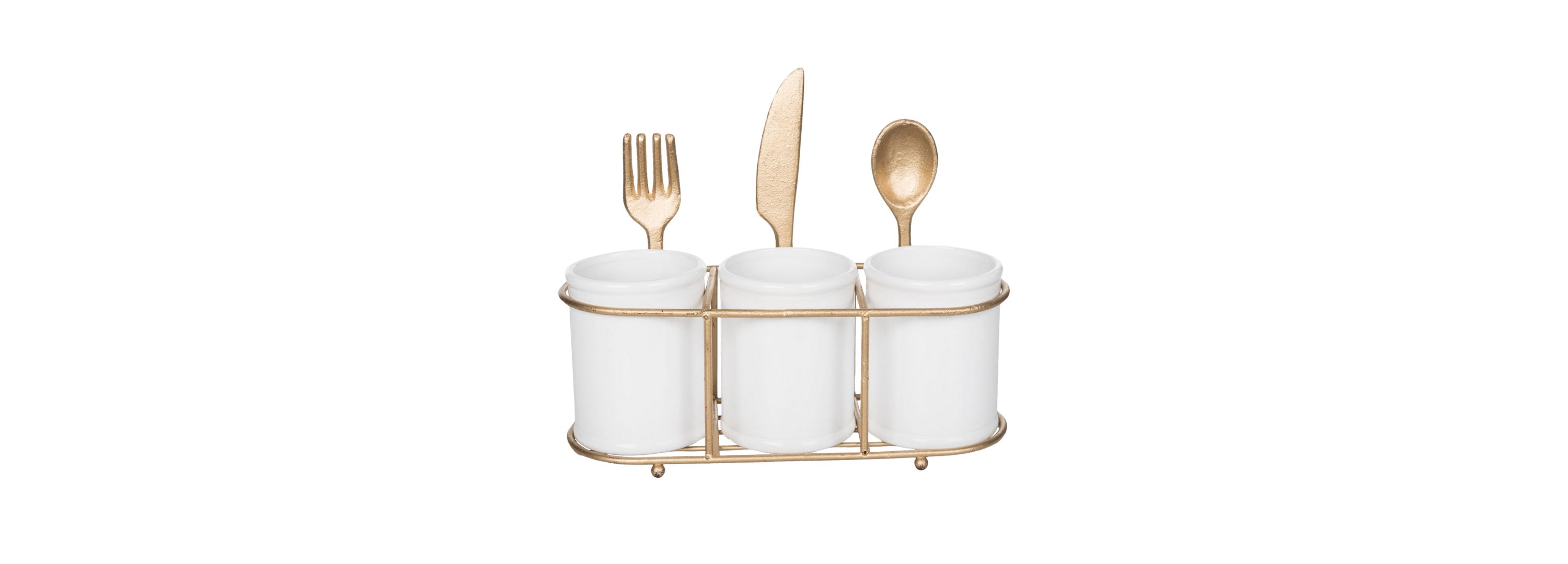 Transpac Ceramic/Iron Gold Utensil Holder Home Decorations Spring
