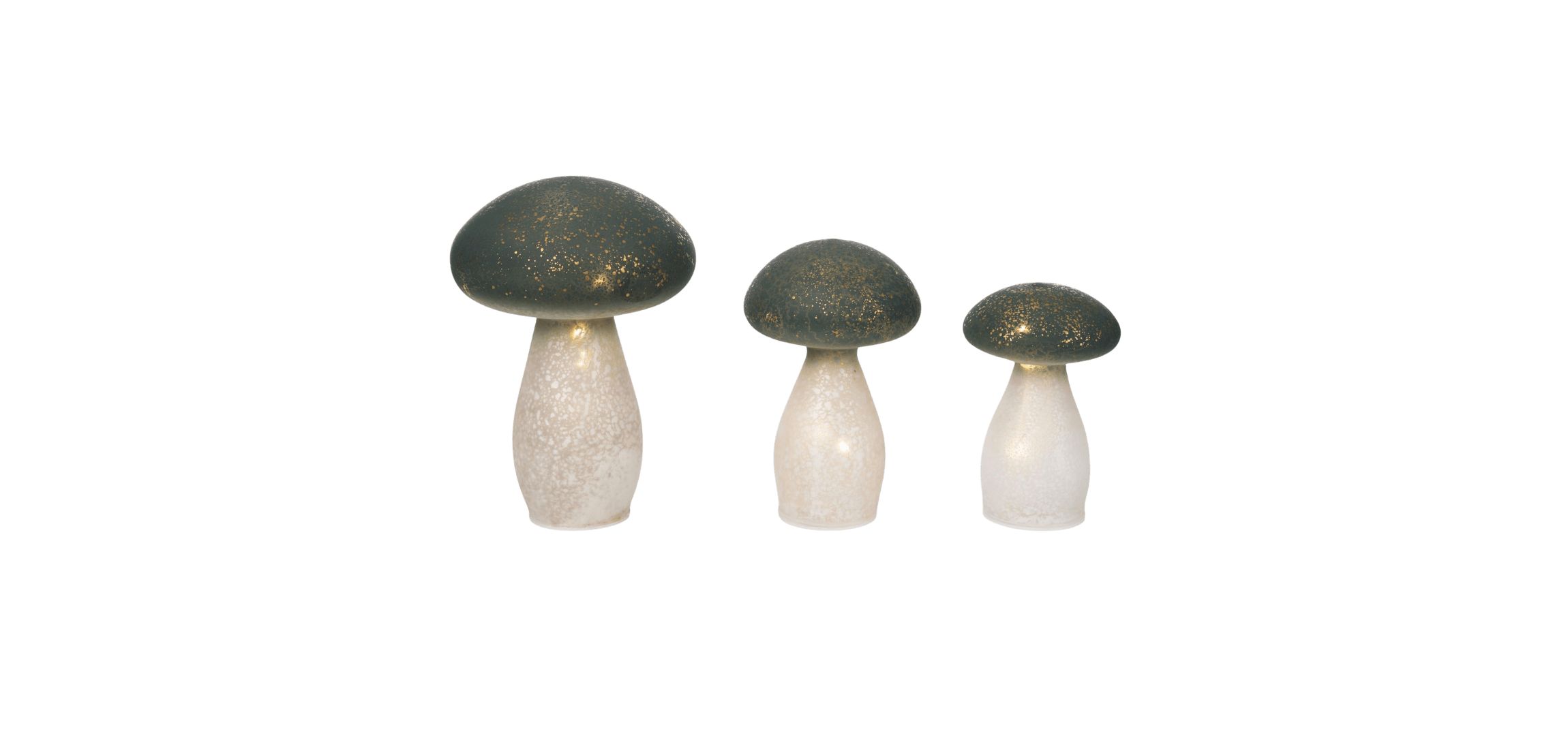 Transpac Glass LED Mushrooms Set of 3 Home Decorations Spring