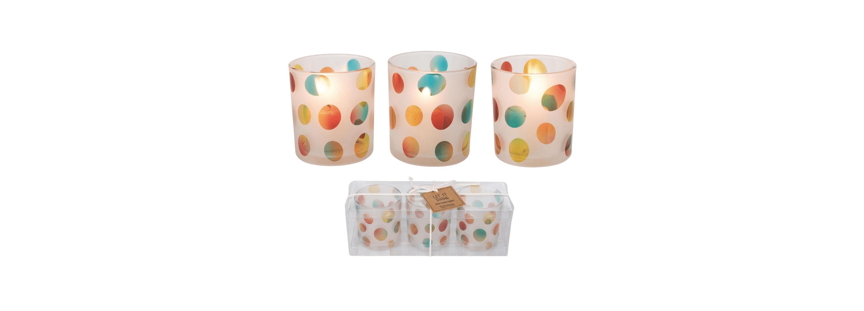 Transpac Glass Polka Dot Votive Holder Set of 3 Home Decorations Spring