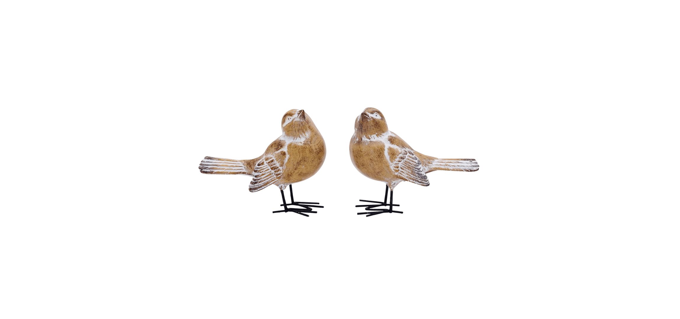Transpac Resin Brown White Bird Metal Legs Set of 2 Home Decorations Spring