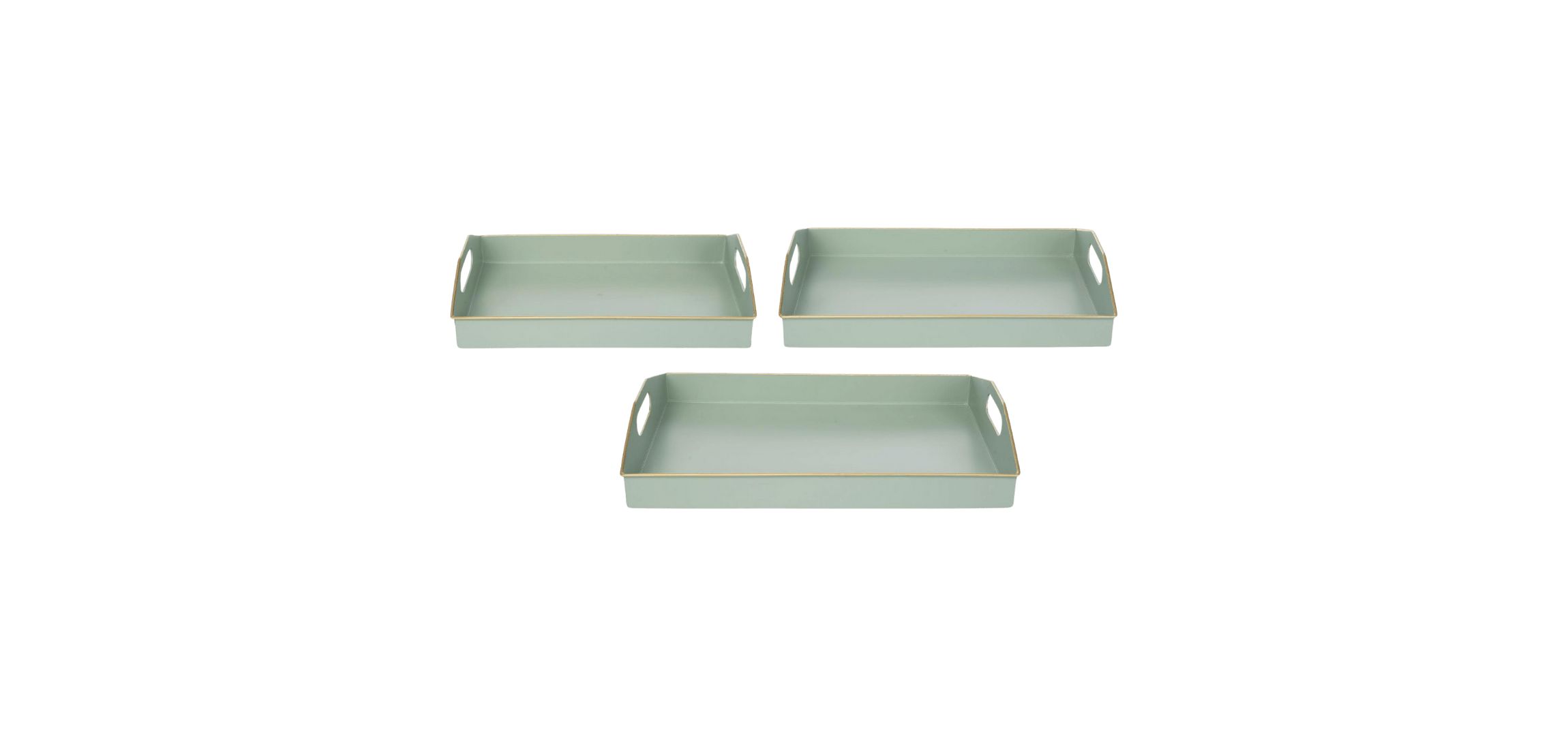 Transpac Metal Green Trays Set of 3 Home Decorations Spring