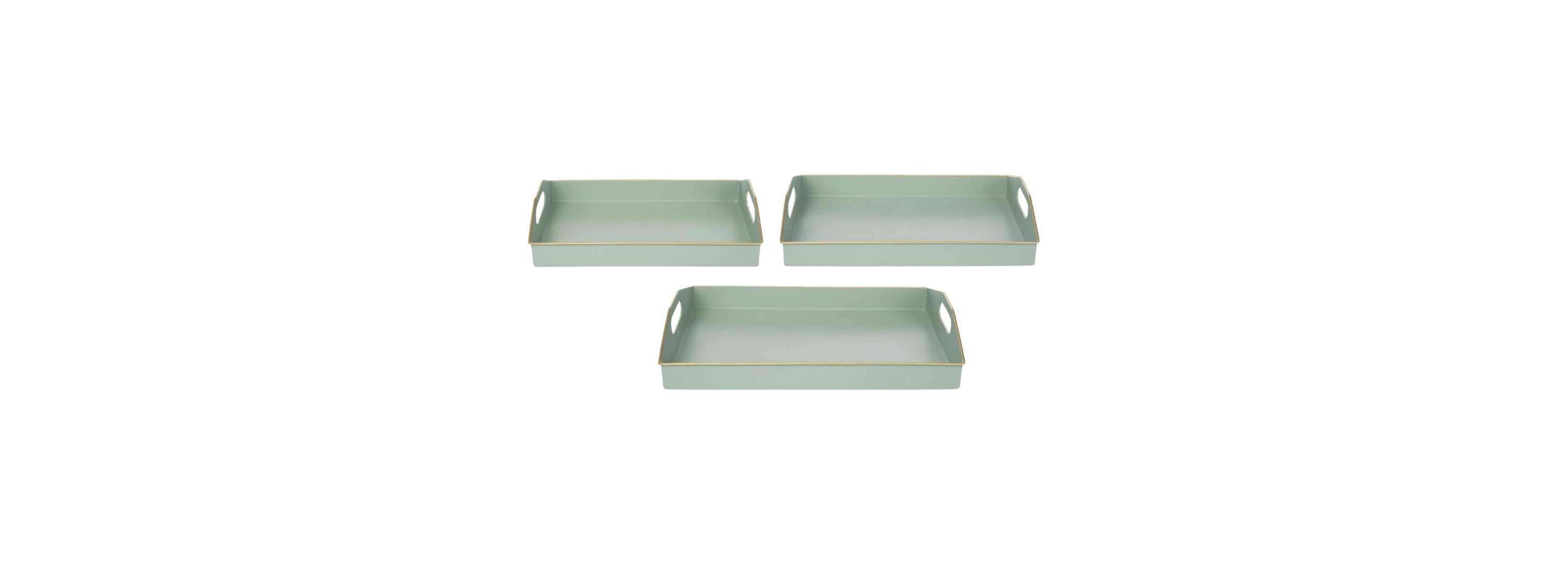 Transpac Metal Green Trays Set of 3 Home Decorations Spring