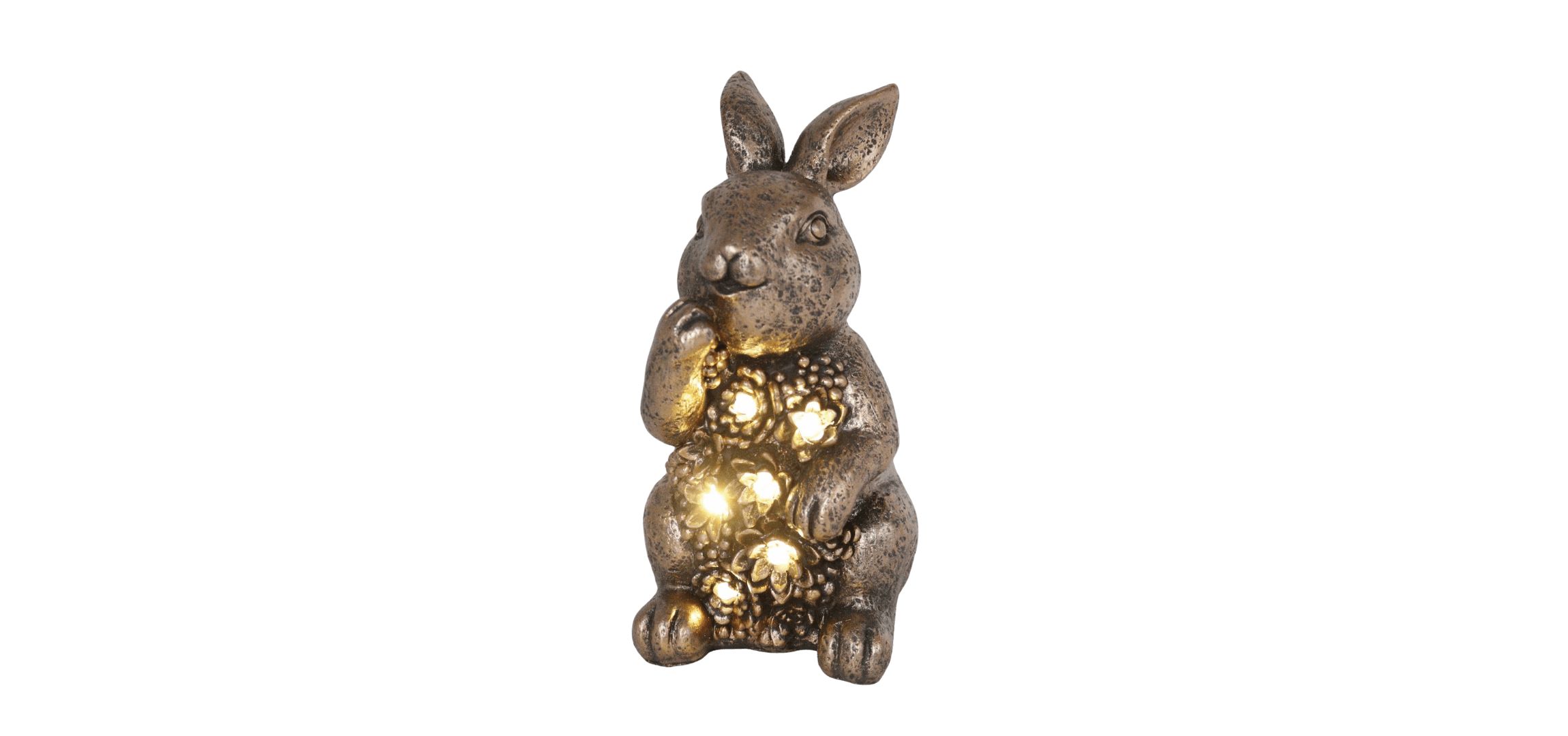 Transpac Light Up Resin Rustic Gold Easter Bunny Decor Home Decorations Spring