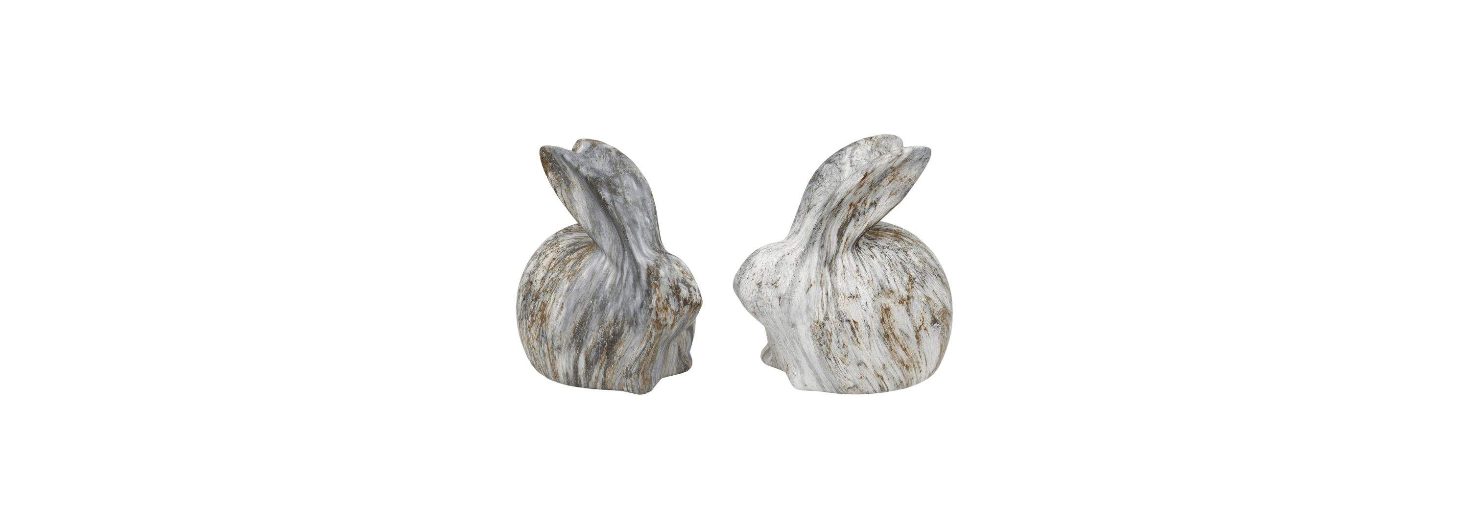 Transpac Resin Rustic White Easter Bunny Set of 2 Home Decorations Spring