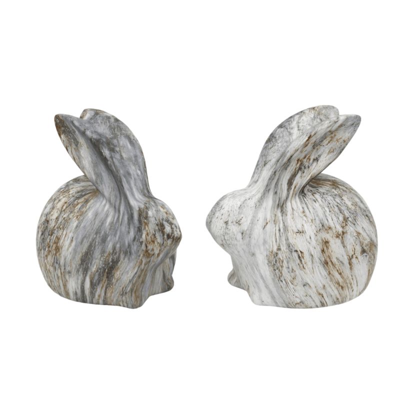 Transpac Resin Rustic White Easter Bunny Set of 2 Home Decorations Spring