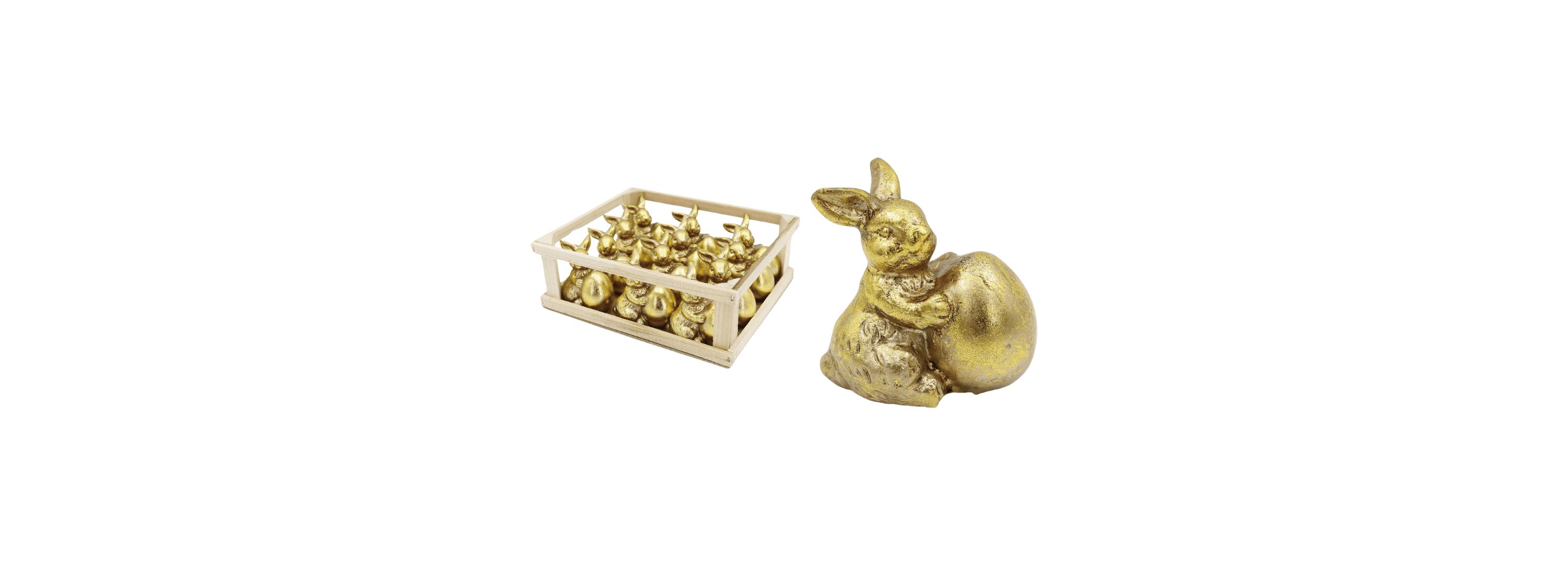 Transpac Mini Resin Gold Easter Bunny w/Egg S/12 Home Decorations Easter